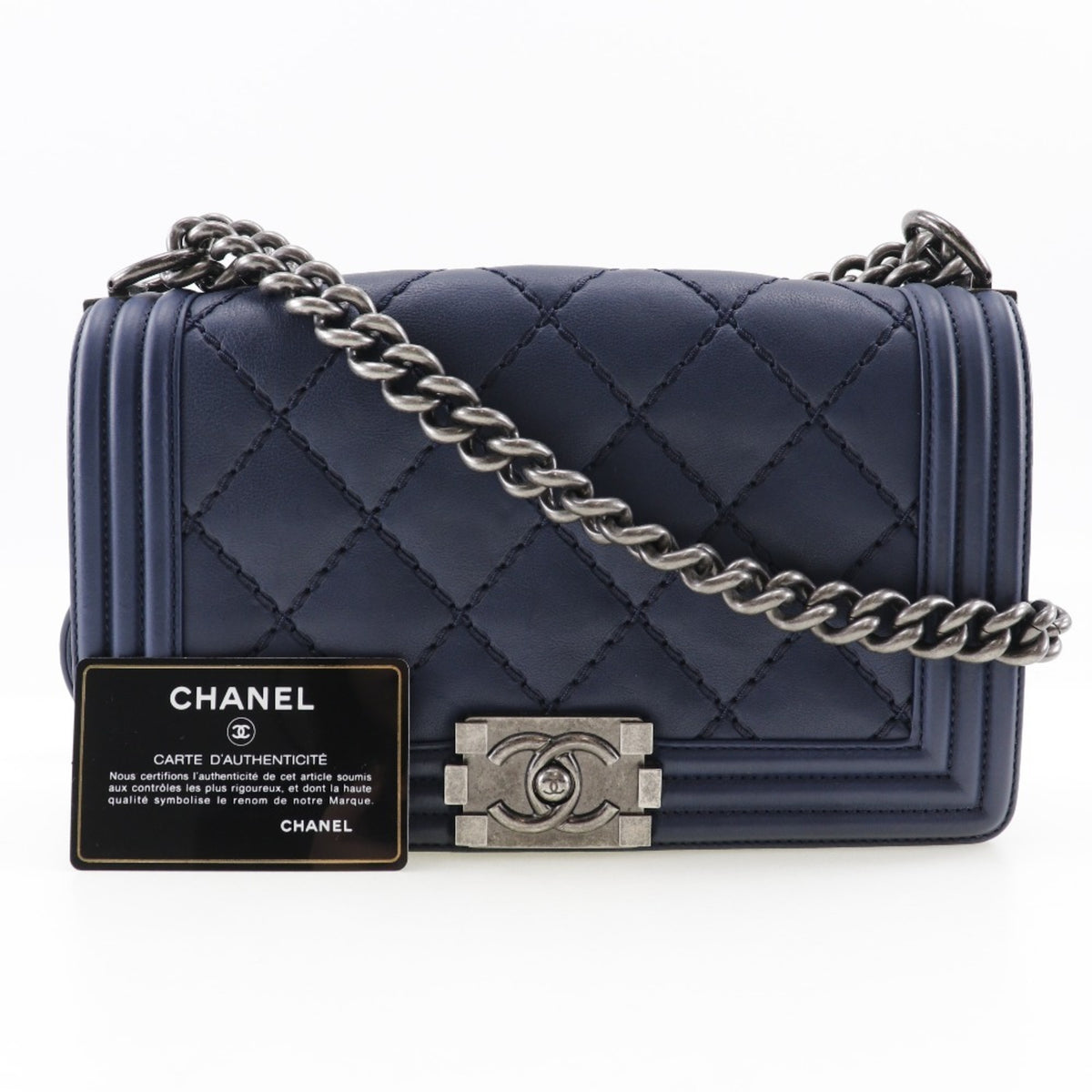Chanel Navy Leather Shoulder Bag (Pre-Owned)