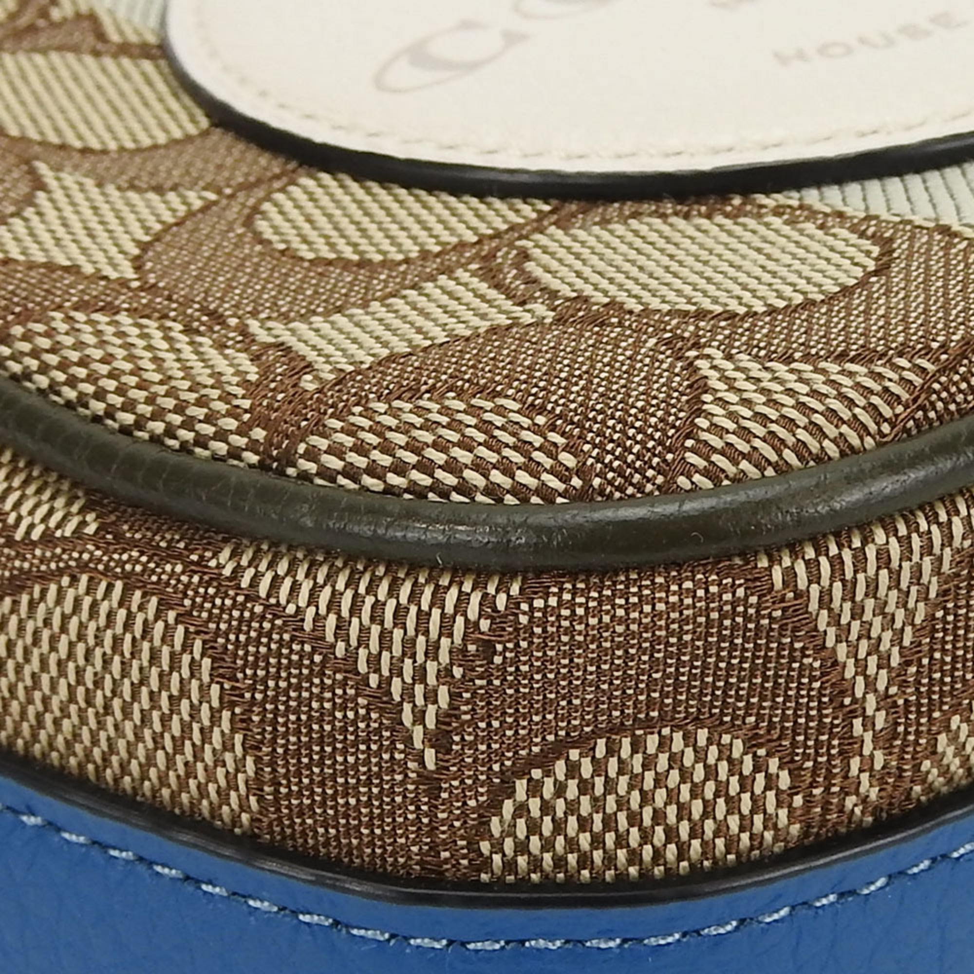 Coach Beige Blue Khaki Canvas Leather Pochette Shoulder Bag (Pre-Owned)