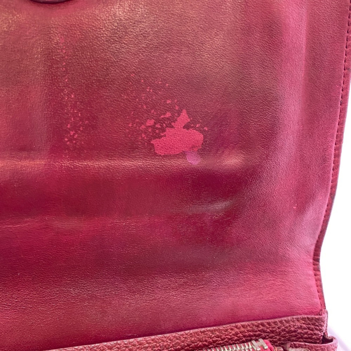 Hermes Red Color Taurillon Clemence Leather Long Wallet (Bi-Fold) (Pre-Owned)