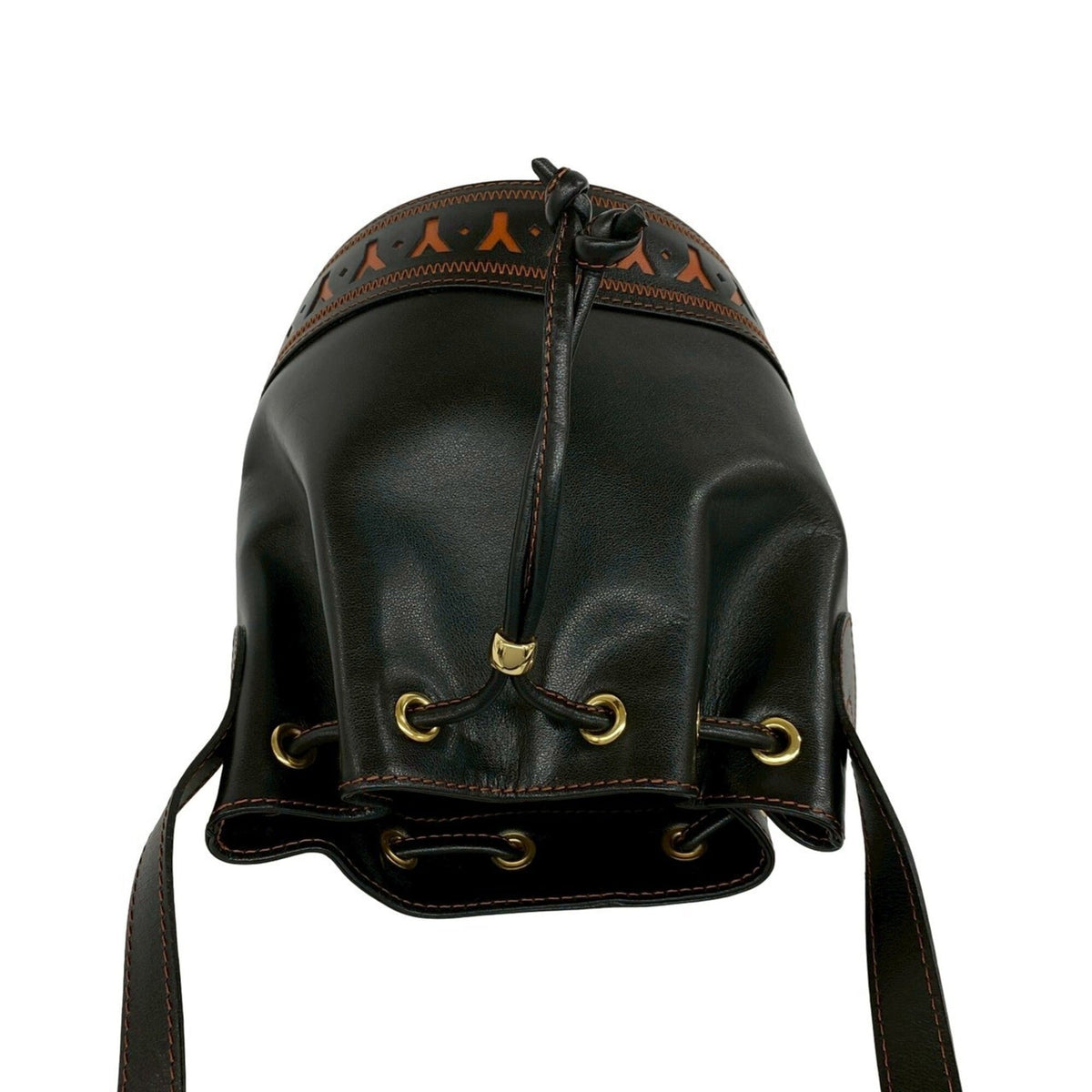 Yves Saint Laurent Black Orange Leather Shoulder Bag (Pre-Owned)