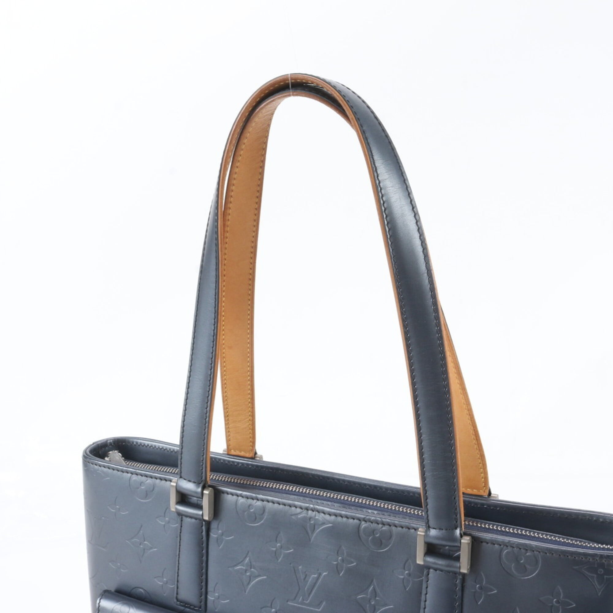 Louis Vuitton Blue Leather Shoulder Bag Tote Bag (Pre-Owned)