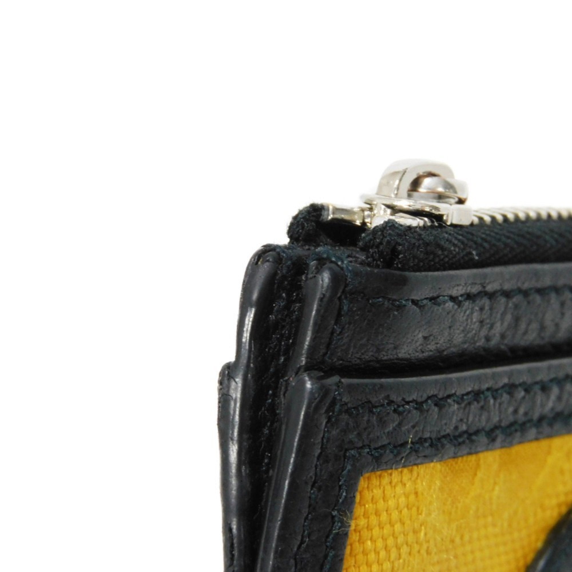 Gucci Black Yellow Nylon Leather Coin Purse/Coin Case (Pre-Owned)