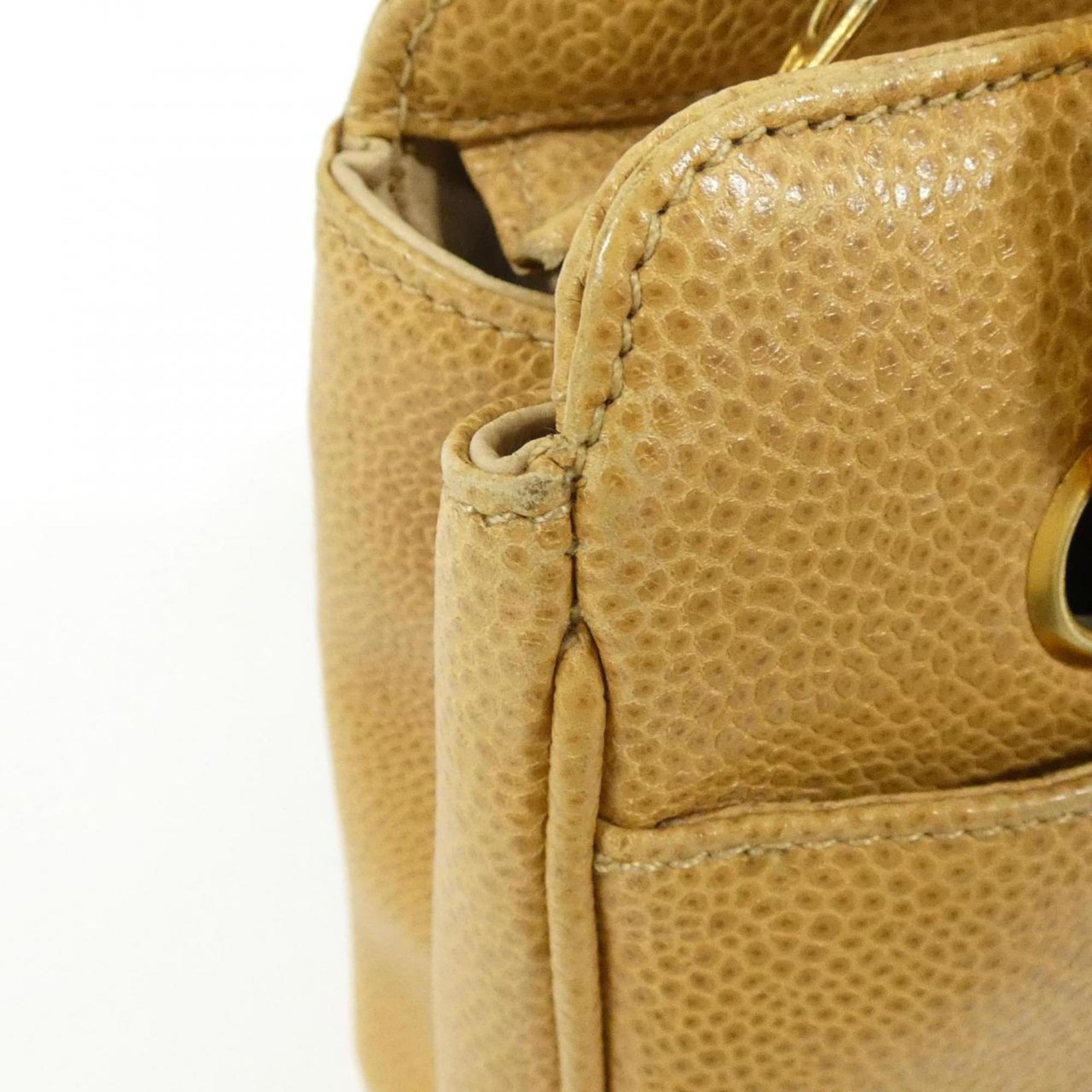 Chanel Beige Grained Calfskin Shoulder Bag (Pre-Owned)
