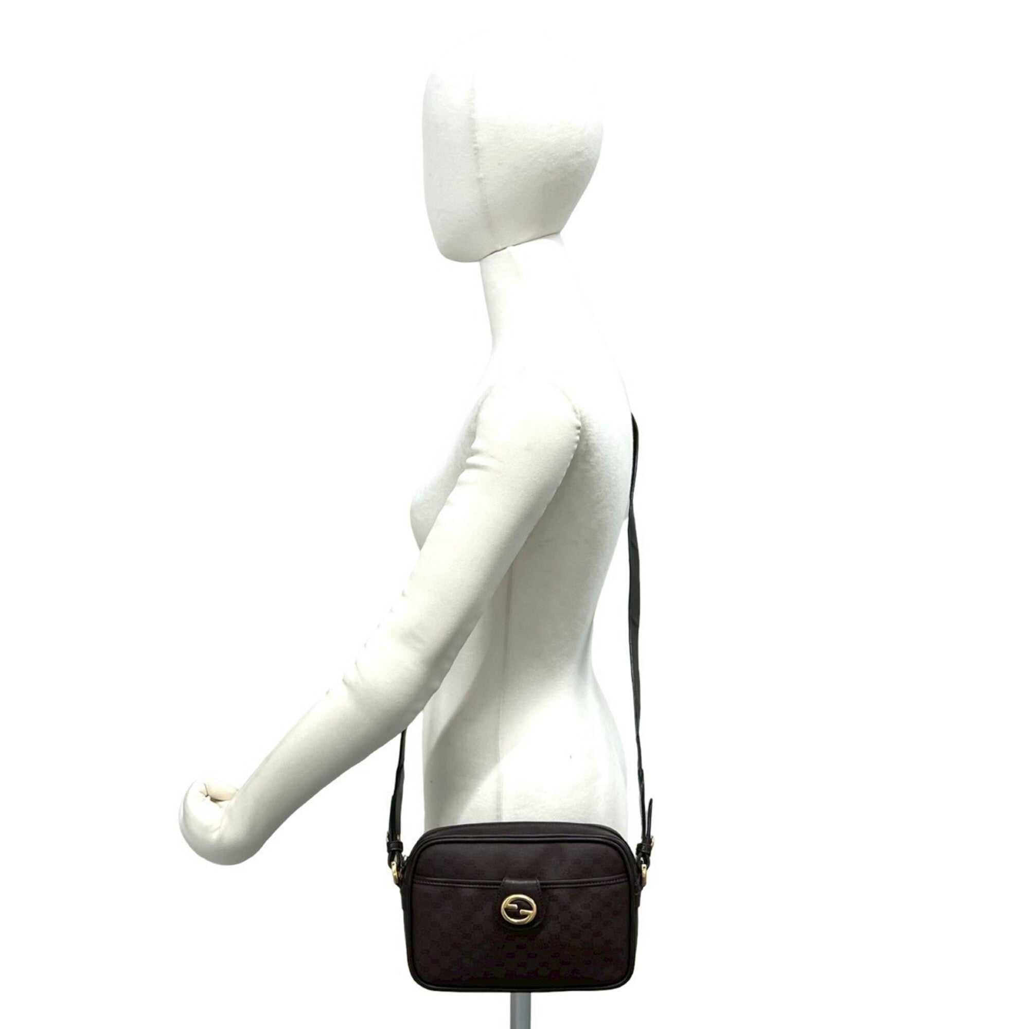 Gucci Brown Leather Pvc Pochette Shoulder Bag (Pre-Owned)