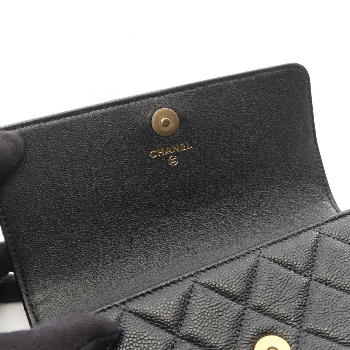 Chanel Black Grained Calfskin Handbag Shoulder Bag (Pre-Owned)