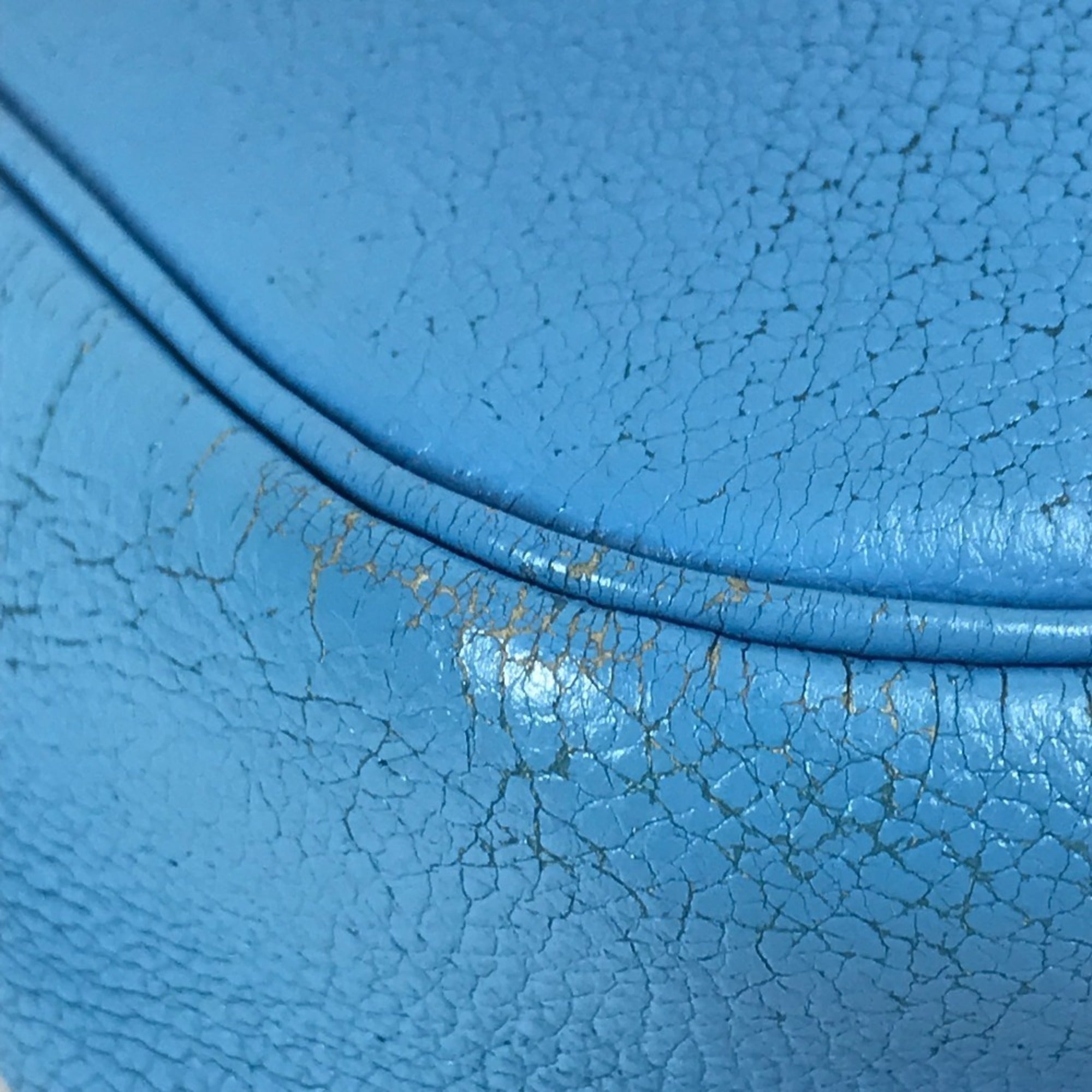 Hermes Trim Blue Leather Shoulder Bag Tote Bag (Pre-Owned)