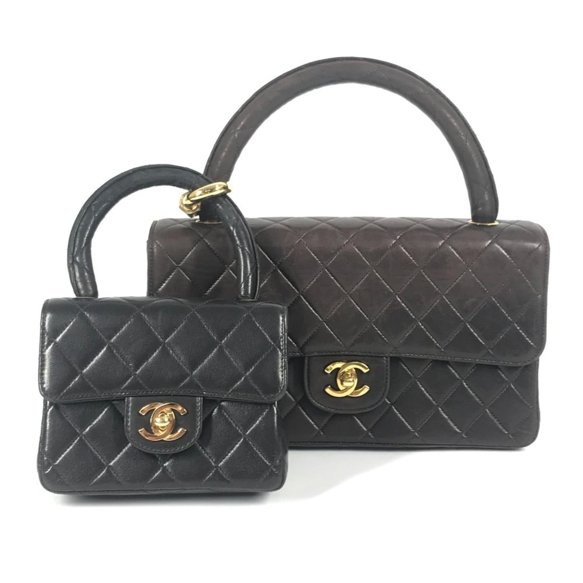 Chanel Black Leather Handbag Tote Bag (Pre-Owned)