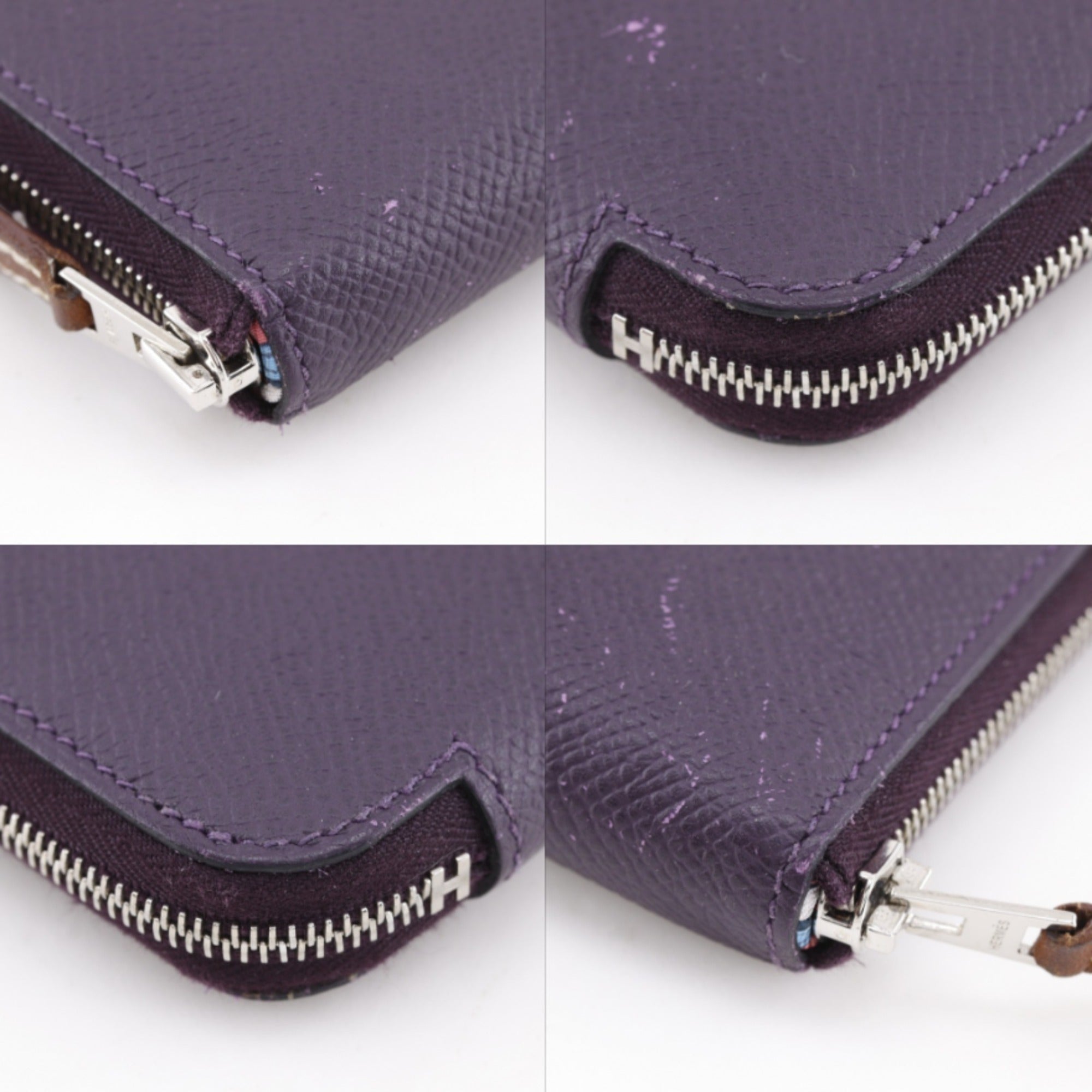 Hermes Purple Epsom Leather Coin Purse/Coin Case (Pre-Owned)