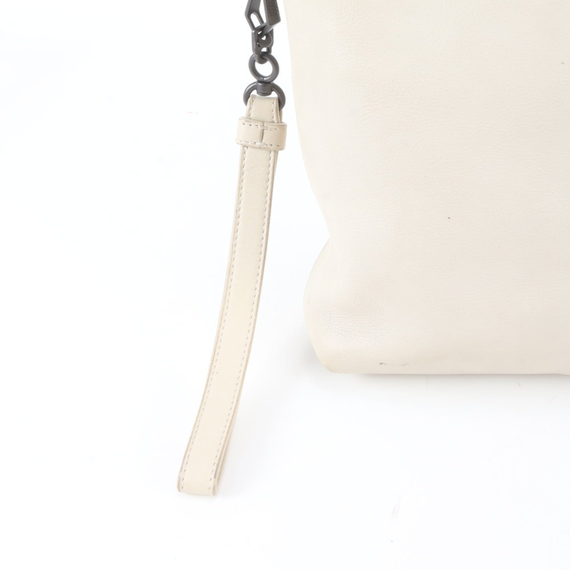 Bottega Veneta Intrecciato White Leather Clutch Bag Pouch (Pre-Owned)