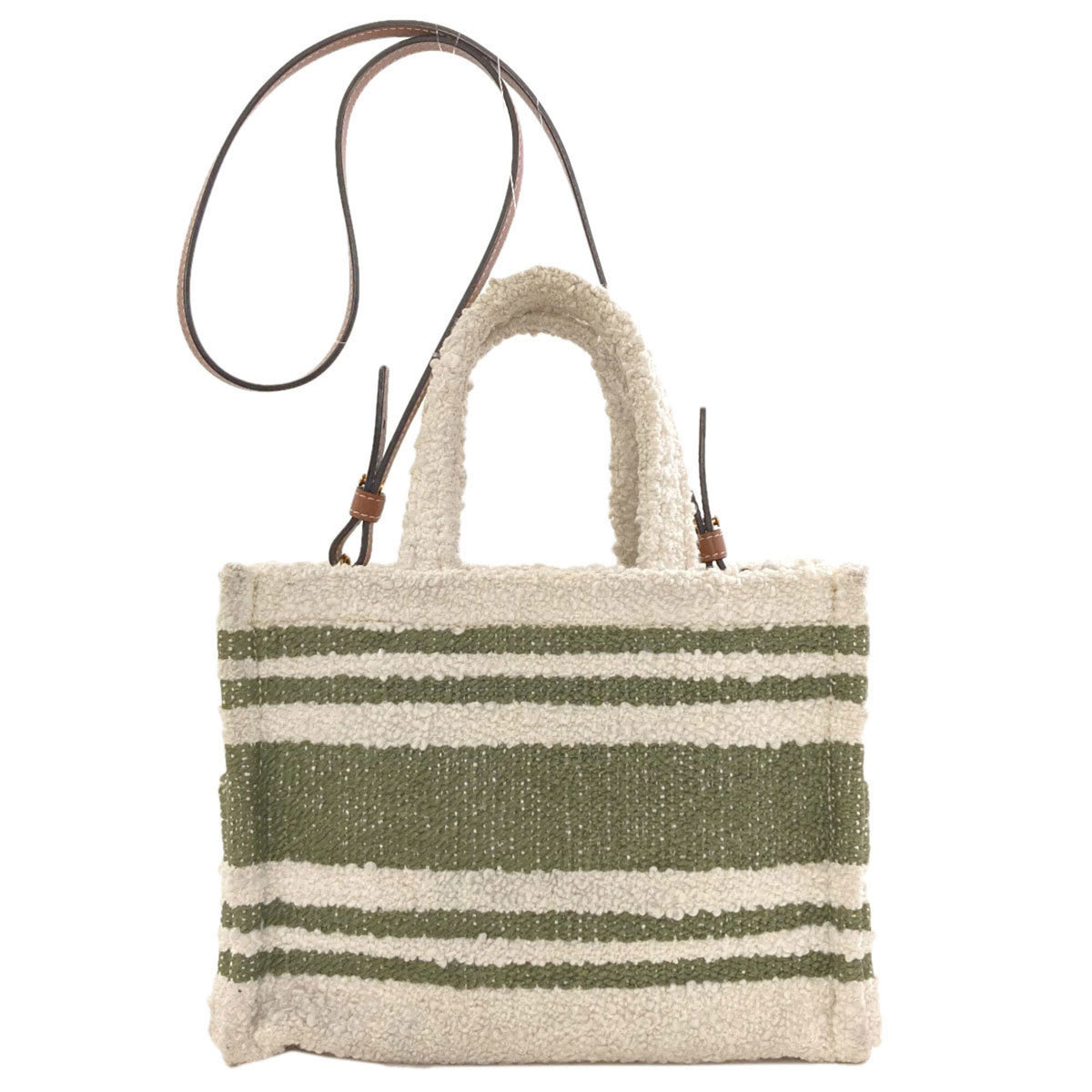 Celine Green White Canvas Handbag (Pre-Owned)