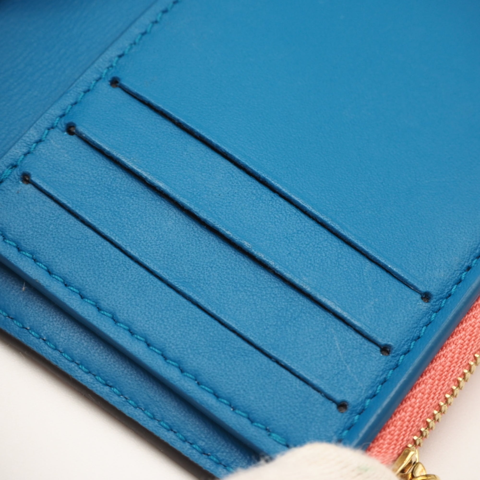 Louis Vuitton Blue Pink Leather Wallet (Tri-Fold) (Pre-Owned)