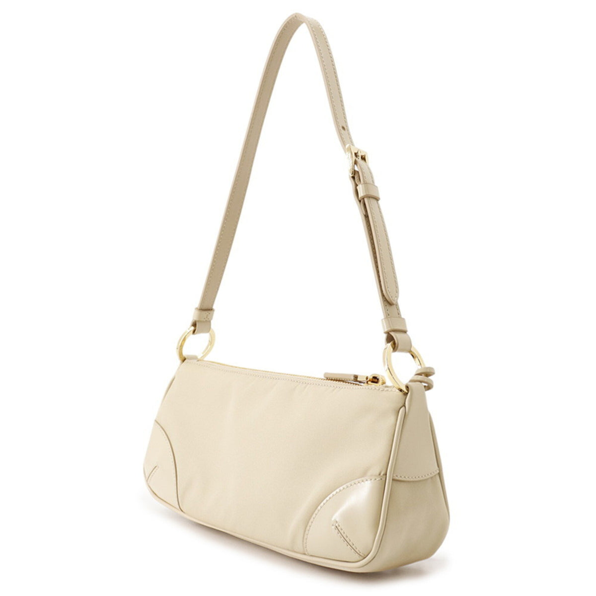 Prada Beige Nylon Leather Shoulder Bag (Pre-Owned)
