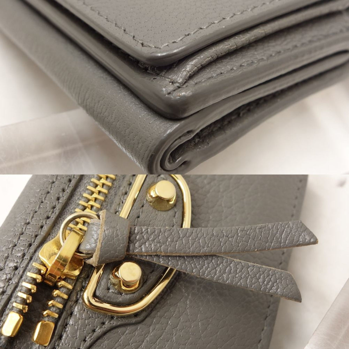Balenciaga Gray Leather Wallet (Tri-Fold) (Pre-Owned)