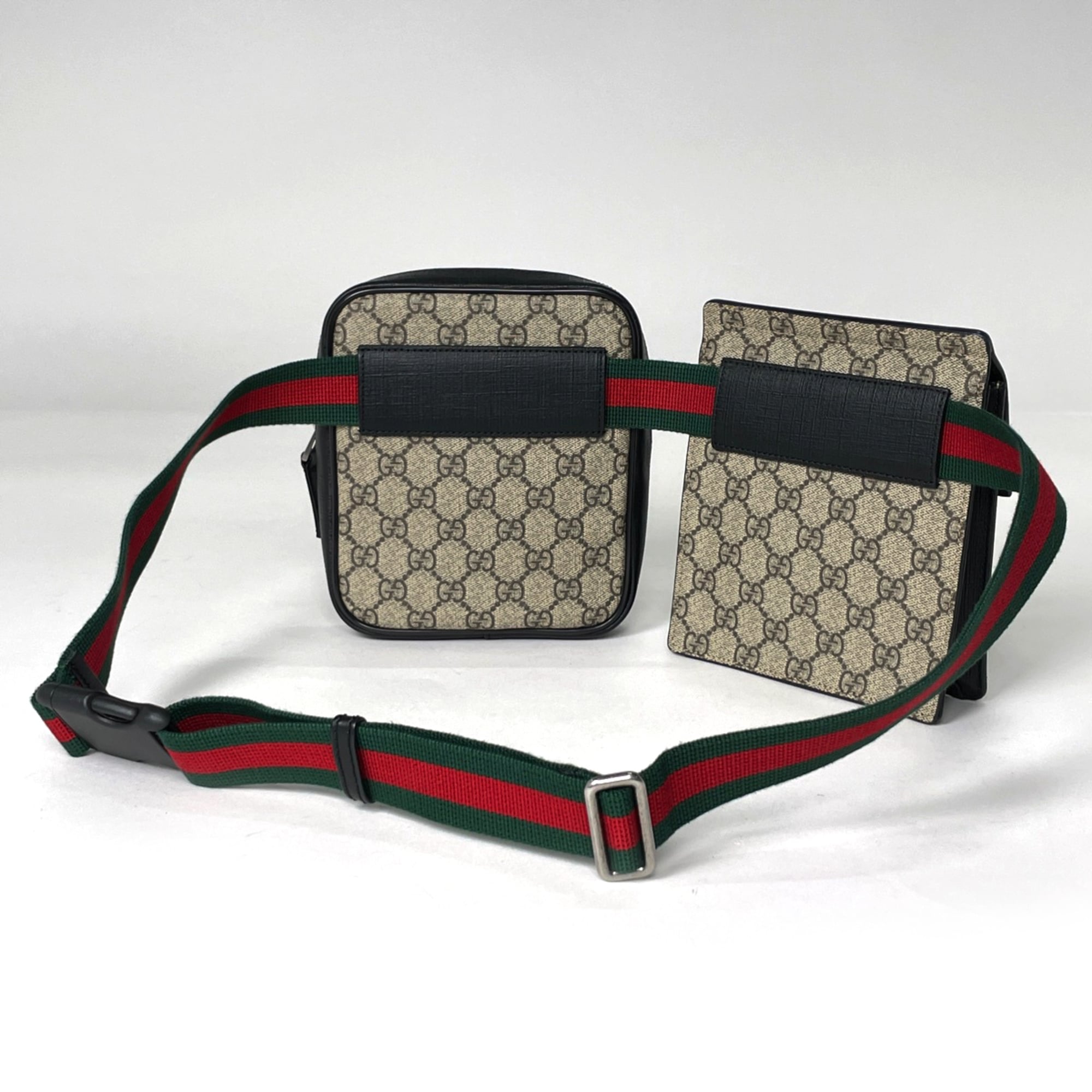 Gucci Sherry Line Black Brown Coated Canvas Leather Fanny Pack Sling Bag (Pre-Owned)