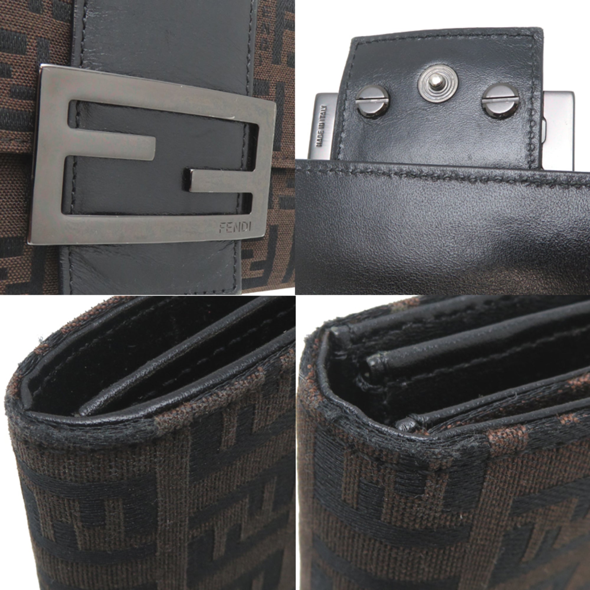 Fendi Brown Canvas Leather Long Wallet (Bi-Fold) (Pre-Owned)