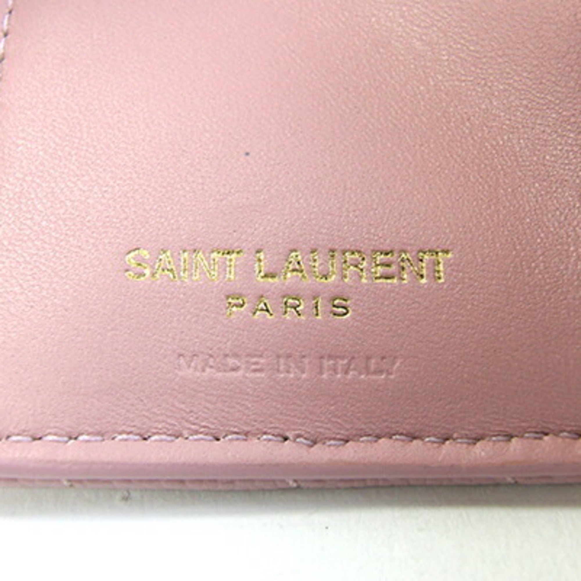 Saint Laurent Black Pink Leather Wallet (Tri-Fold) (Pre-Owned)