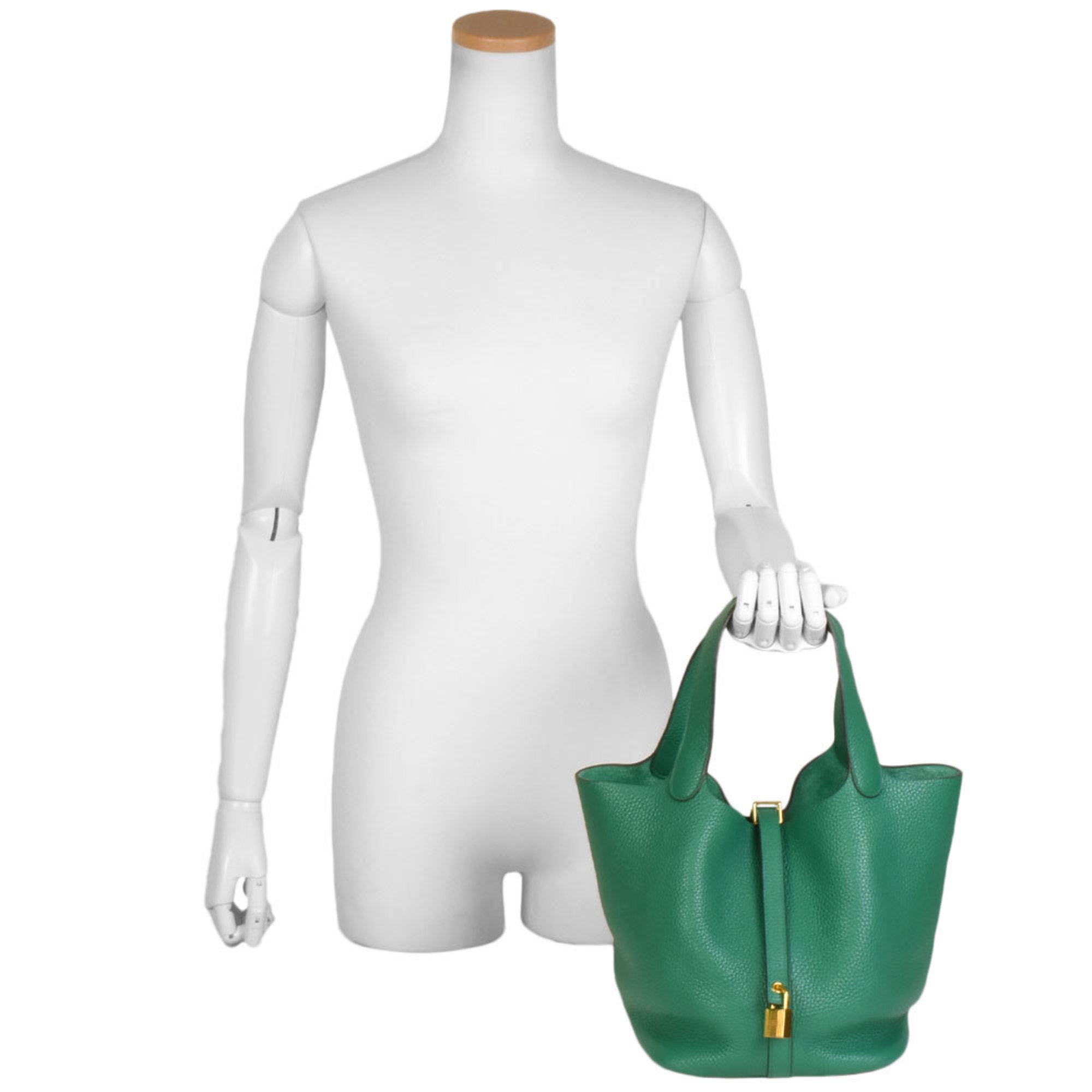Hermes Green Taurillon Clemence Leather Handbag (Pre-Owned)