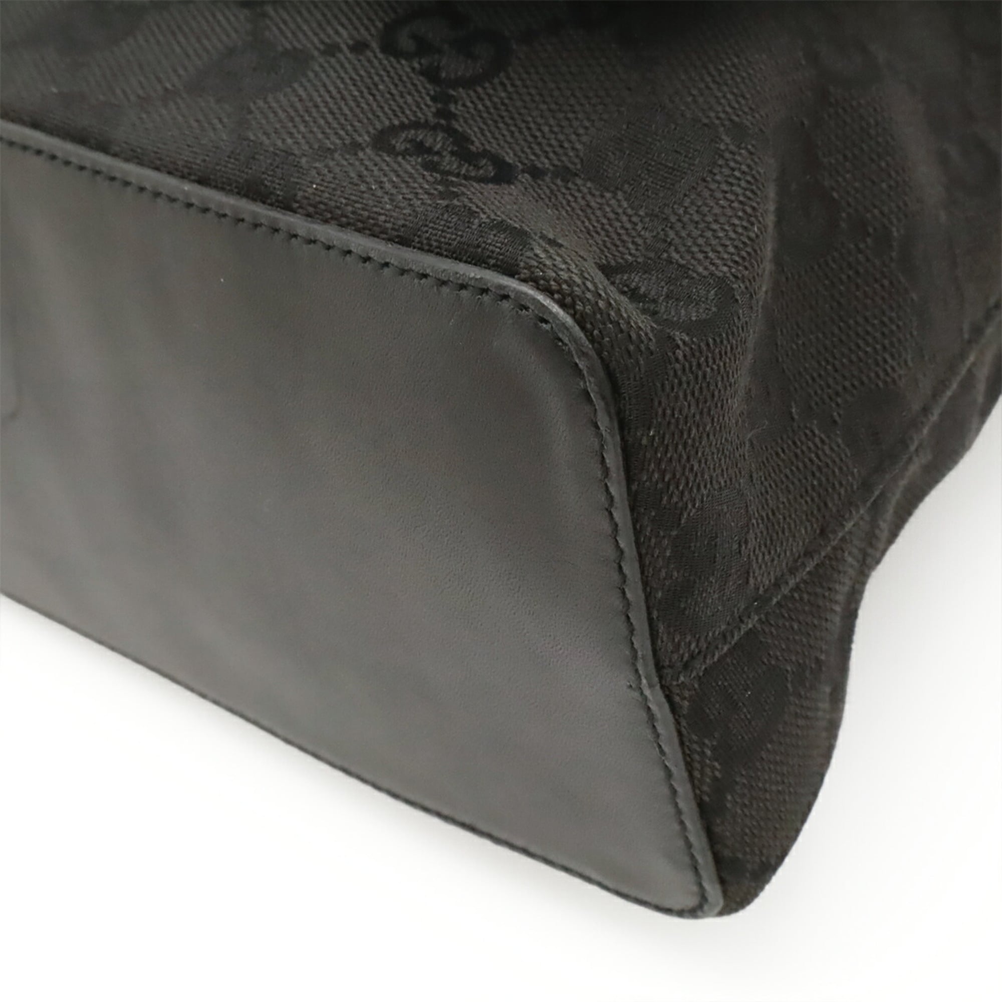 Gucci Black Canvas Leather Shoulder Bag (Pre-Owned)