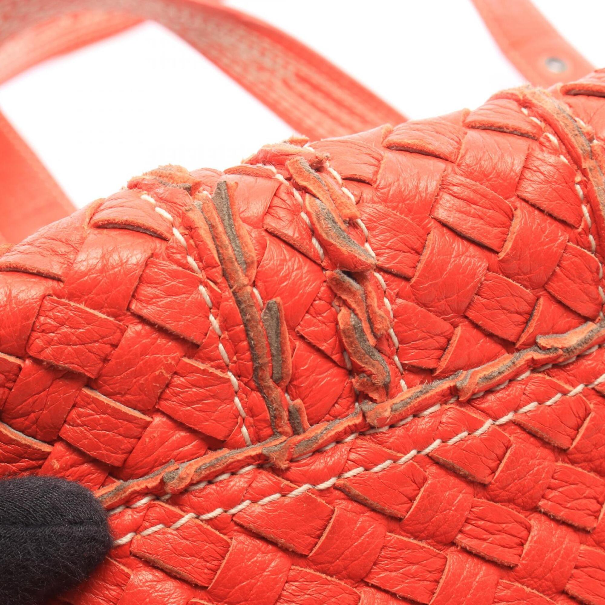 Bottega Veneta Orange Intrecciato Handbag Tote Bag (Pre-Owned)