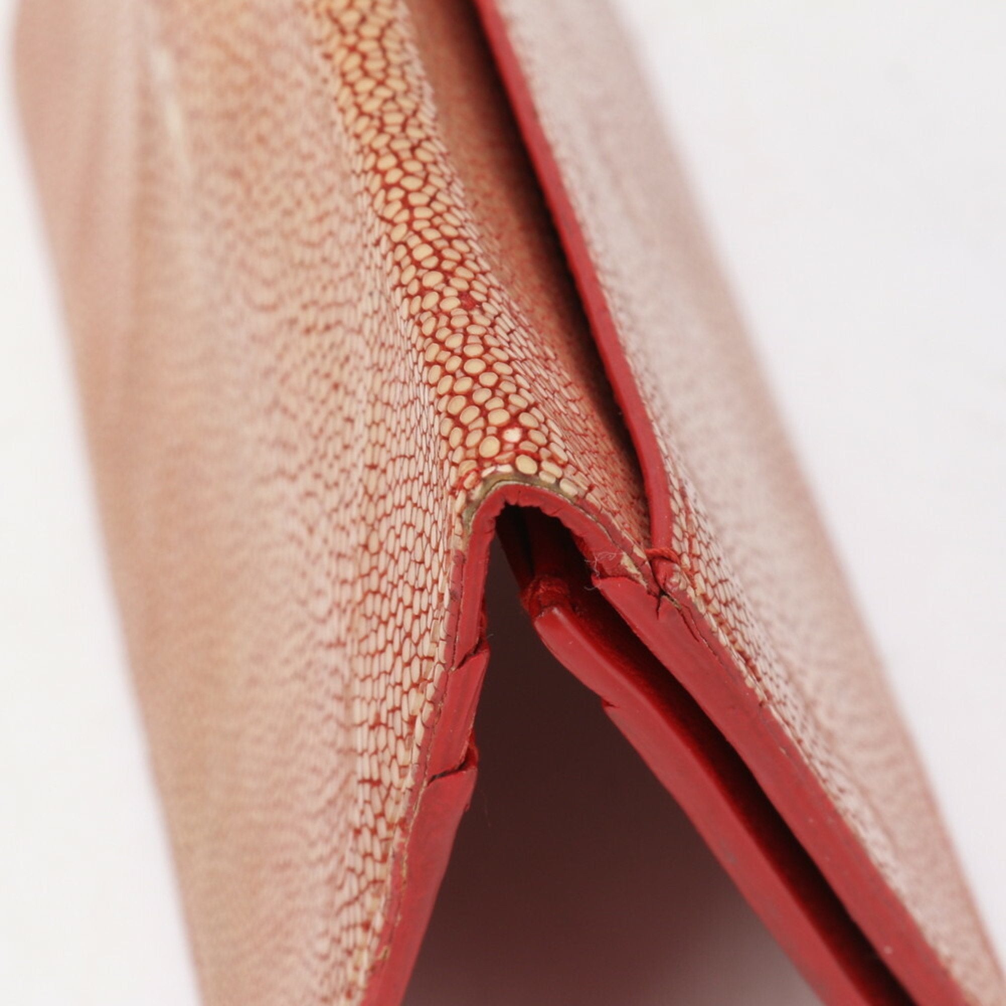 Bottega Veneta Orange Red Color Leather Long Bill Wallet (Bi-Fold) (Pre-Owned)