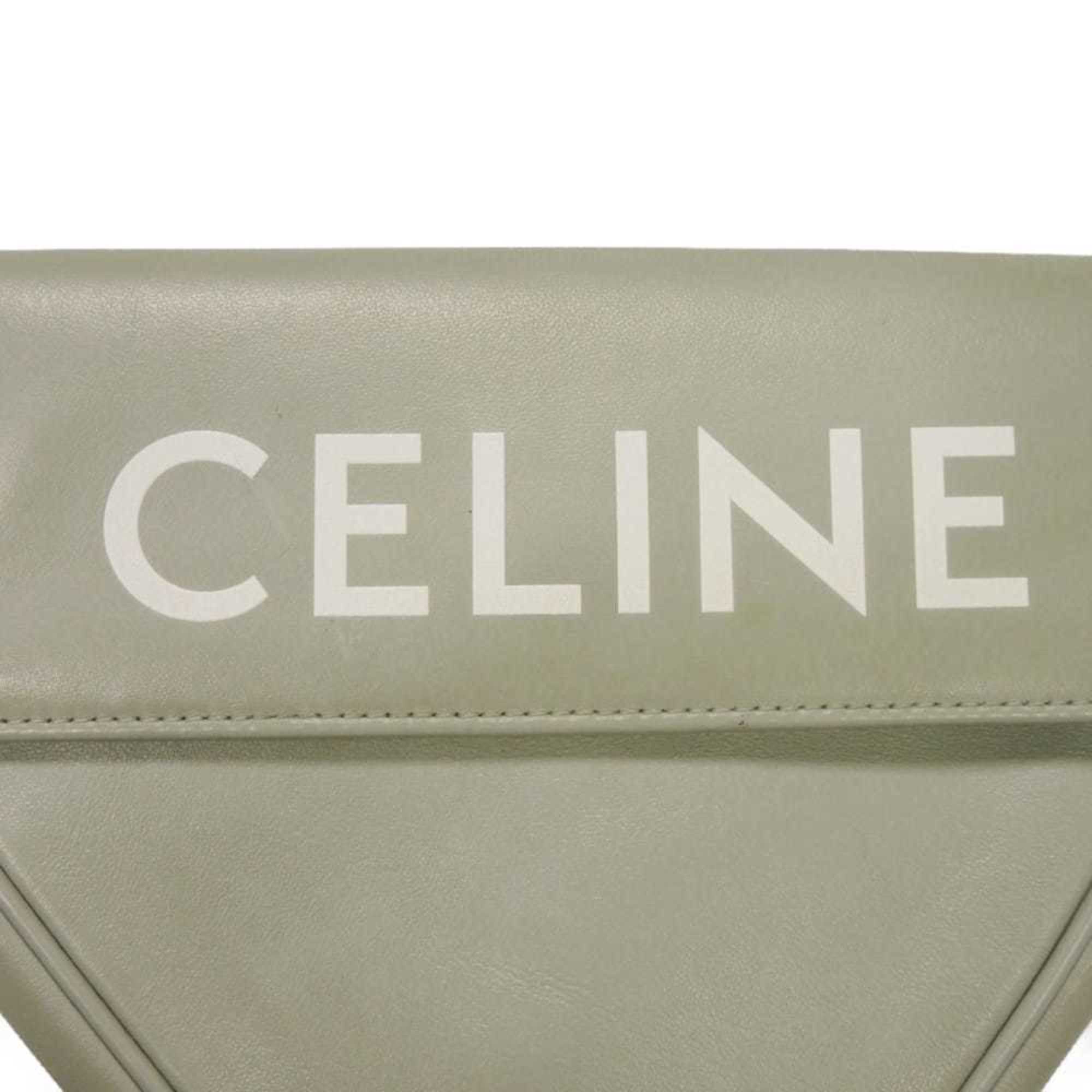 Celine Pale Gray Leather Pochette Shoulder Bag (Pre-Owned)