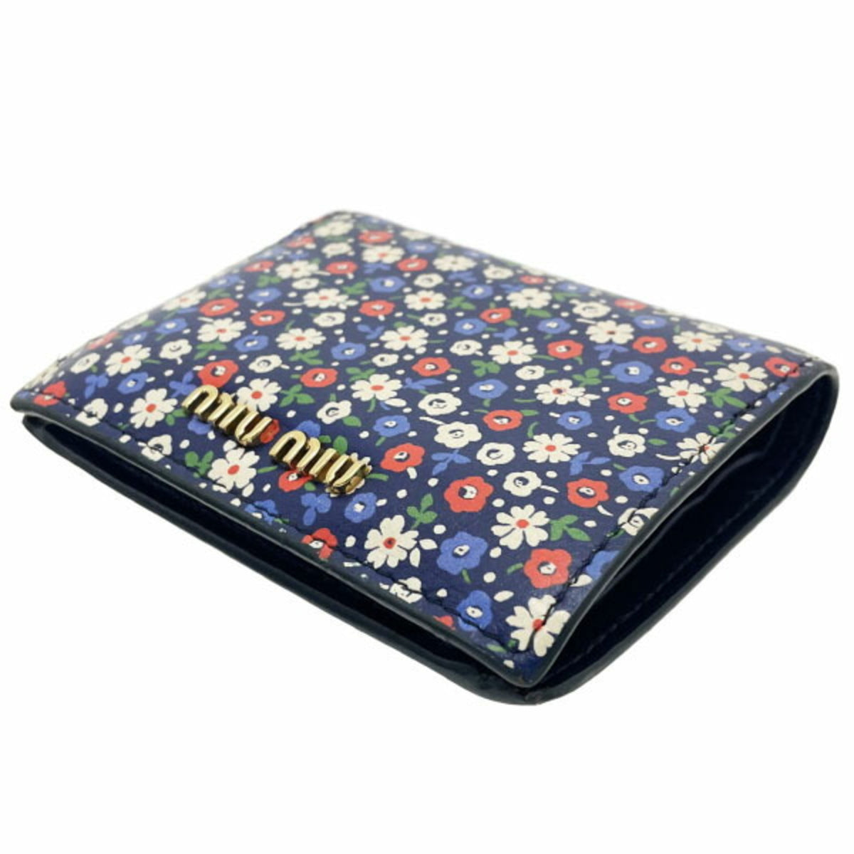 Miu Miu Multi-Color Navy Leather Wallet (Bi-Fold) (Pre-Owned)