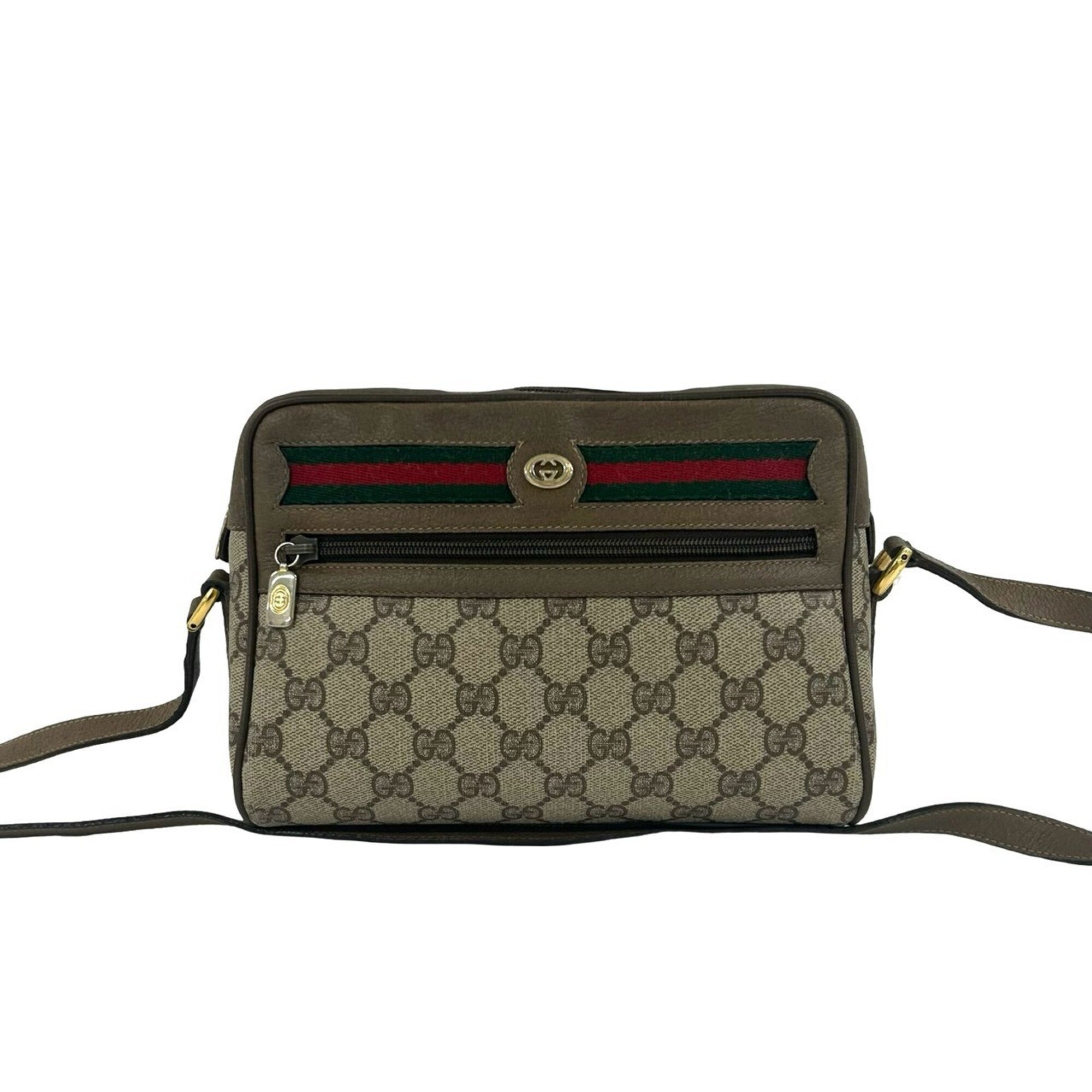 Gucci Brown Green Red Color Leather Pvc Pochette Shoulder Bag (Pre-Owned)