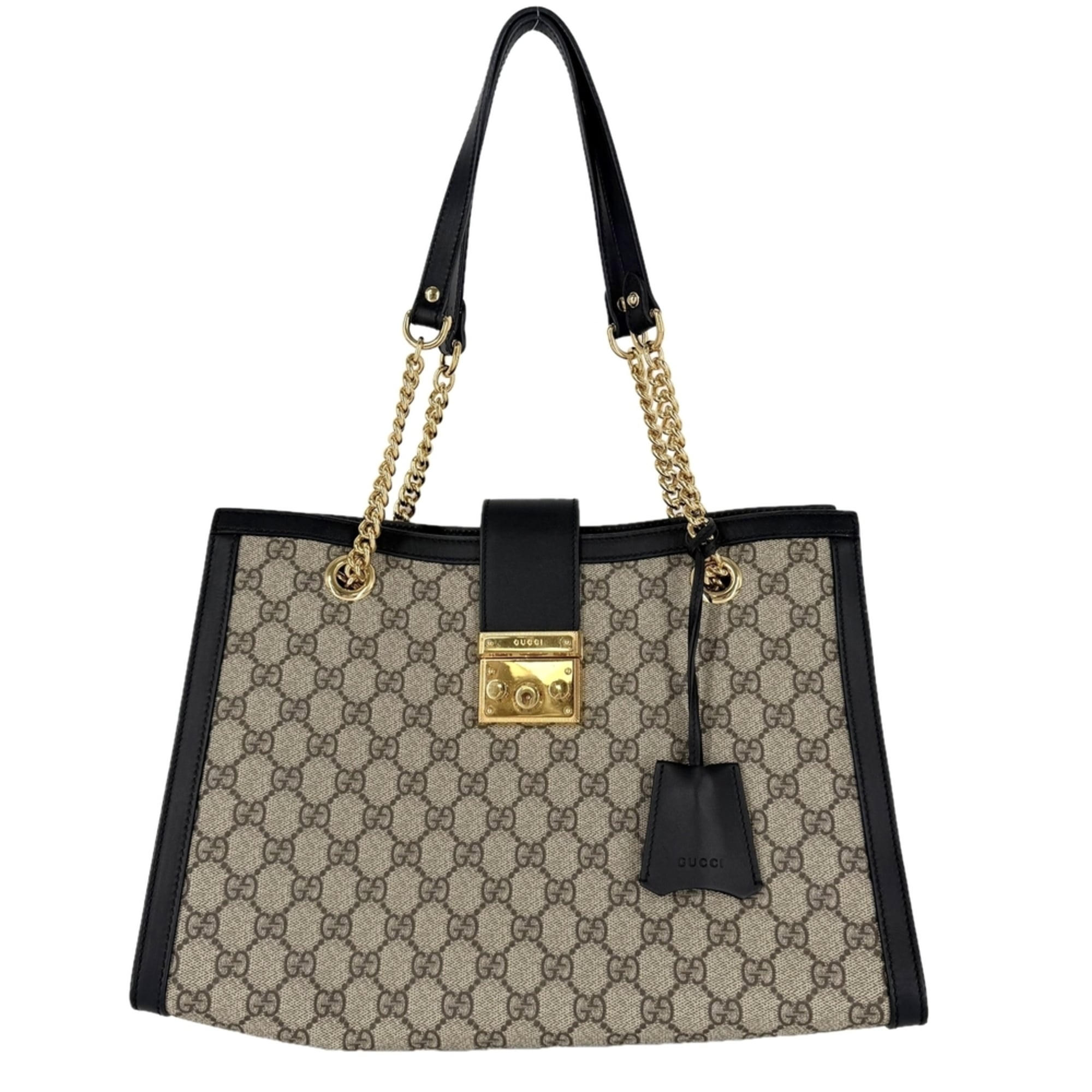 Gucci Horsebit Black Brown Gg Supreme Leather Handbag Tote Bag (Pre-Owned)