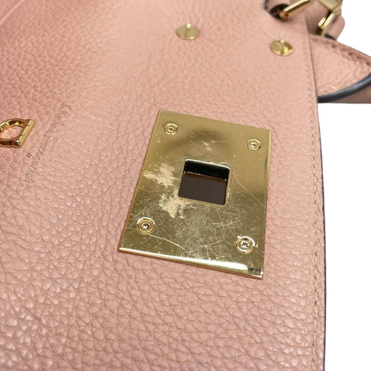 Salvatore Ferragamo Pink Beige Leather Handbag Shoulder Bag (Pre-Owned)