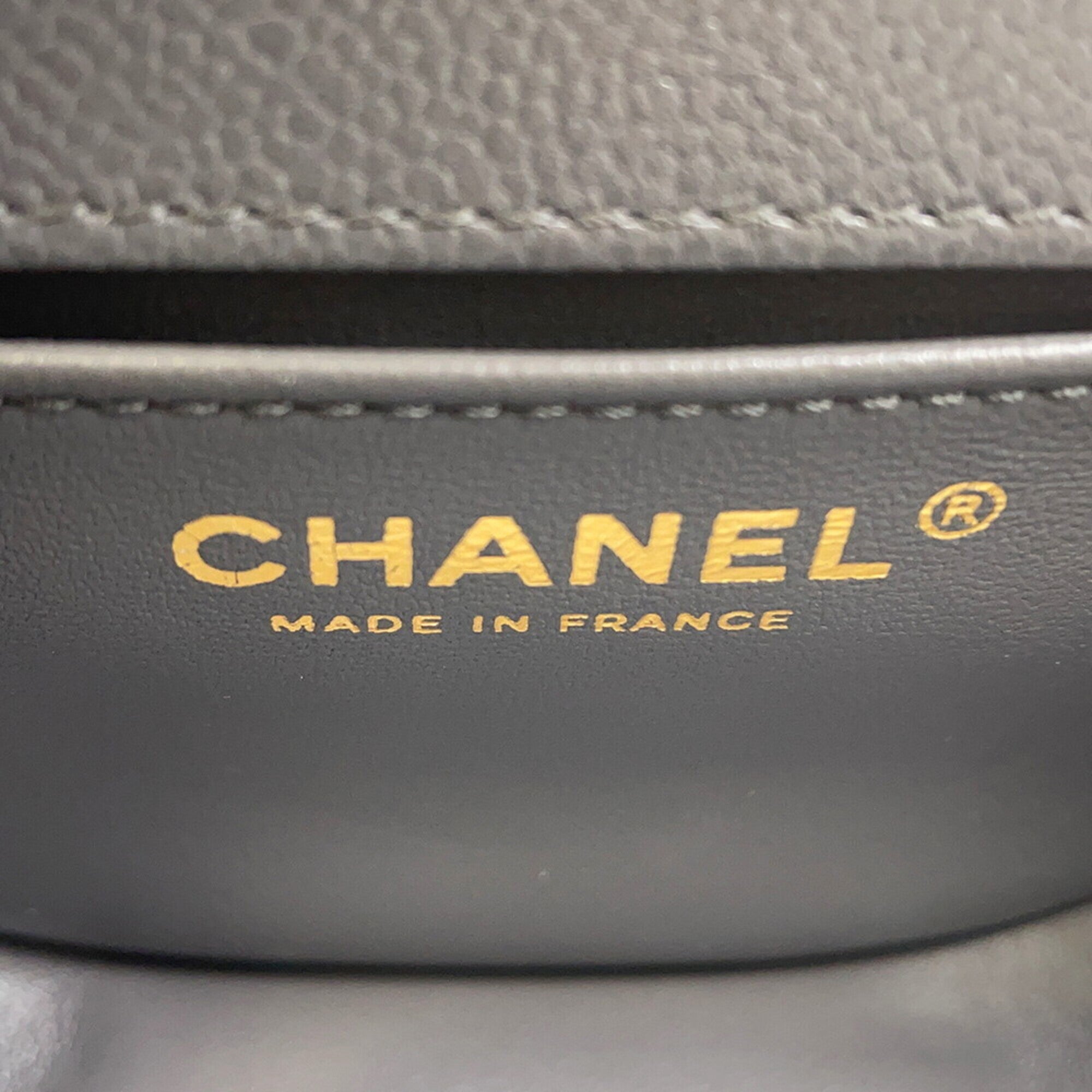 Chanel Gray Grained Calfskin Handbag Shoulder Bag (Pre-Owned)