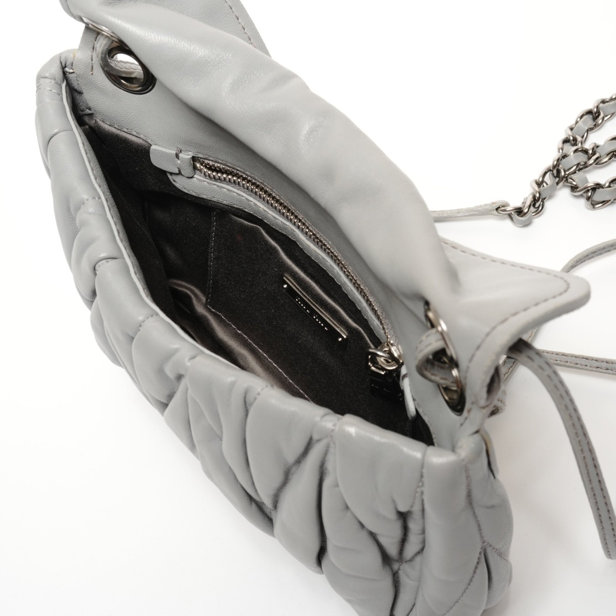 Miu Miu Matelasse Gray Shoulder Bag (Pre-Owned)