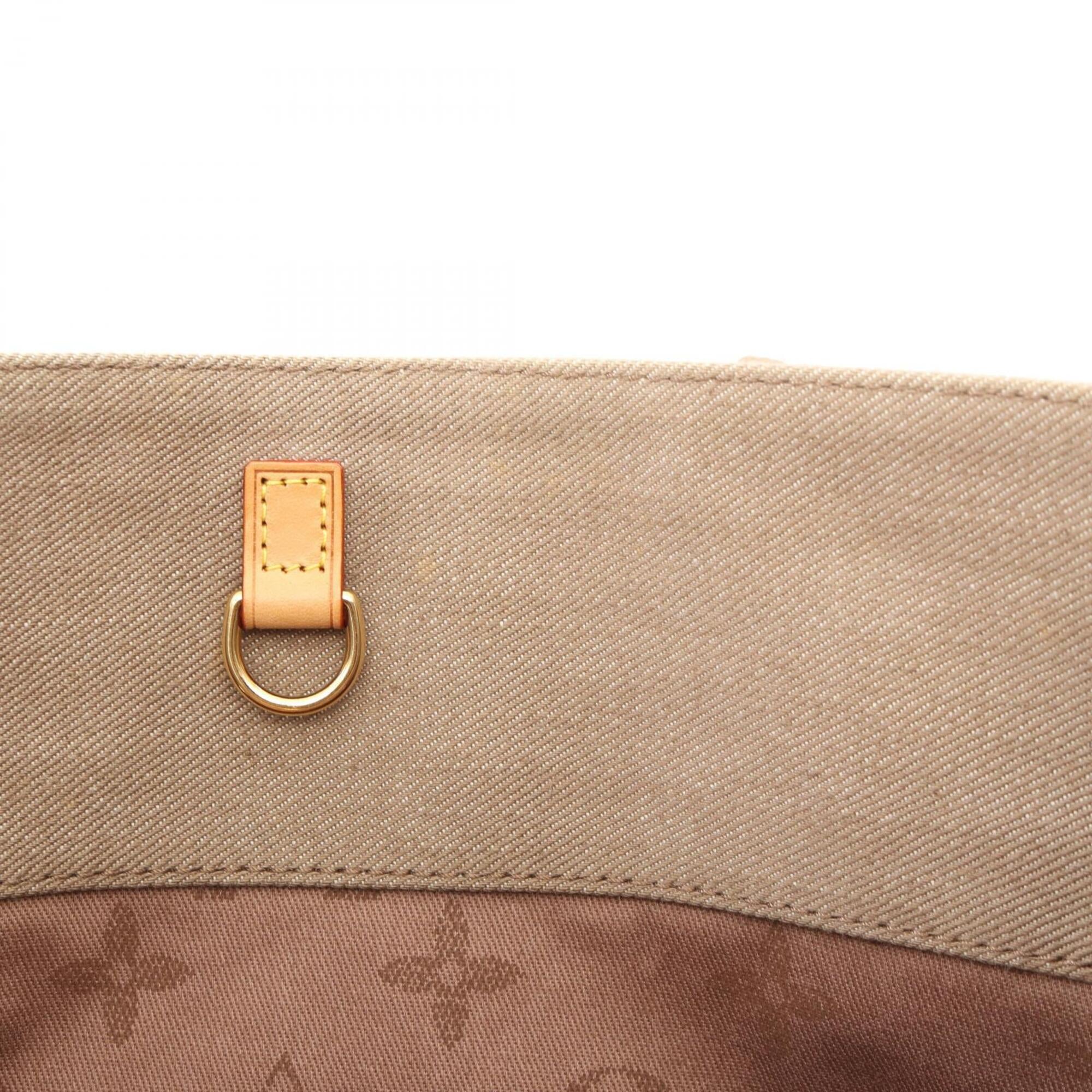 Louis Vuitton Beige Brown Canvas Suede Leather Handbag Tote Bag (Pre-Owned)