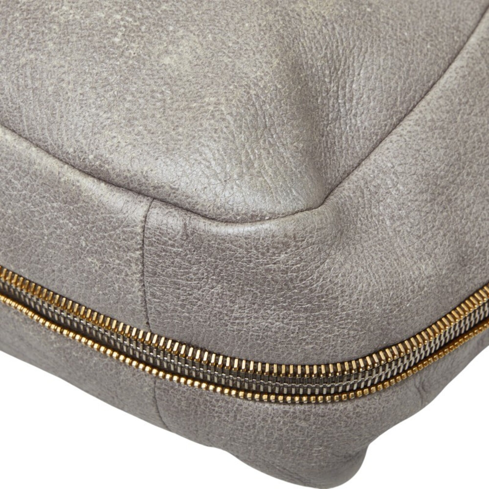 Prada Silver Gray Leather Shoulder Bag Tote Bag (Pre-Owned)