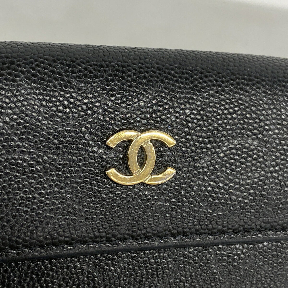 Chanel Black Grained Calfskin Wallet (Tri-Fold) (Pre-Owned)