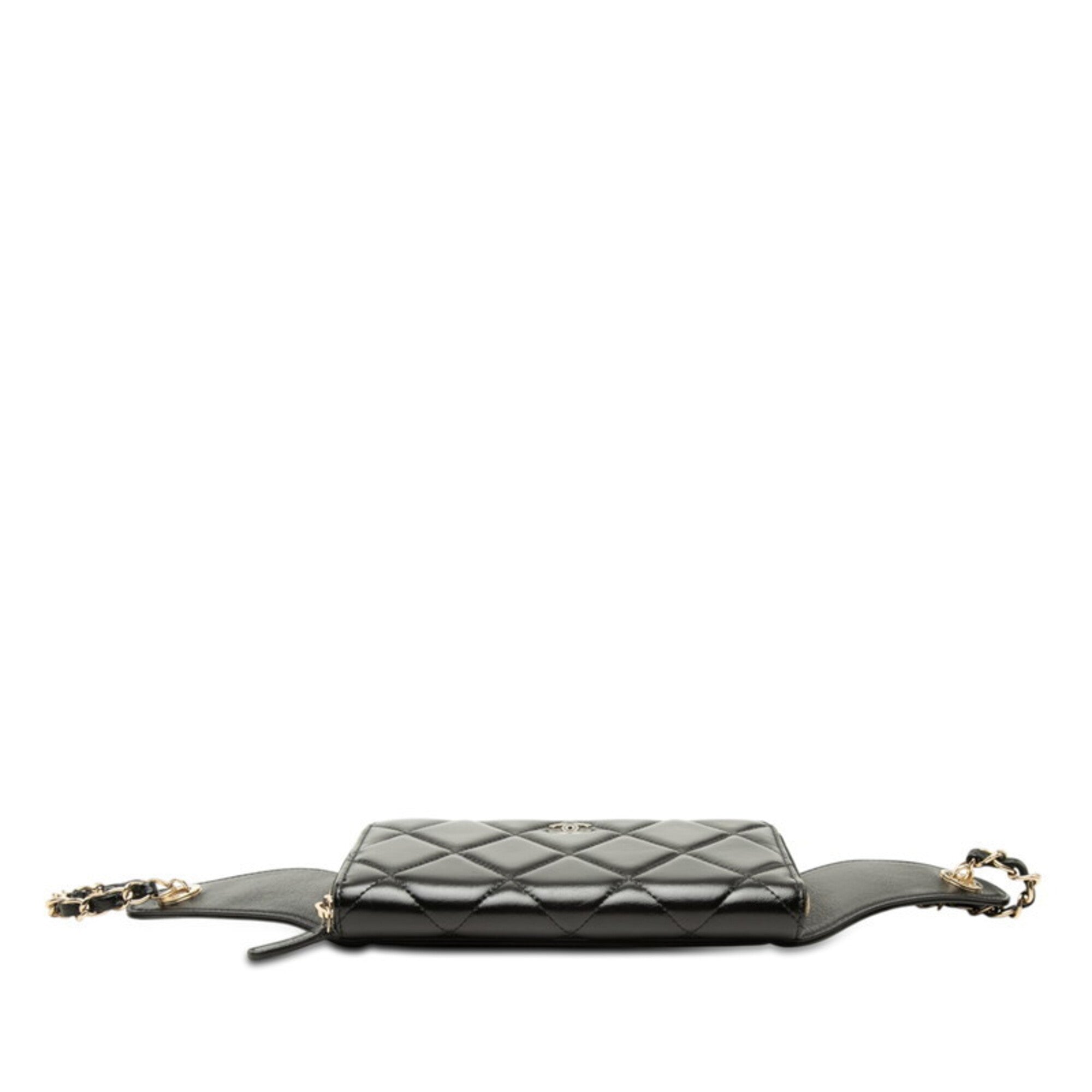 Chanel Black Leather Chain/Shoulder Wallet (Pre-Owned)