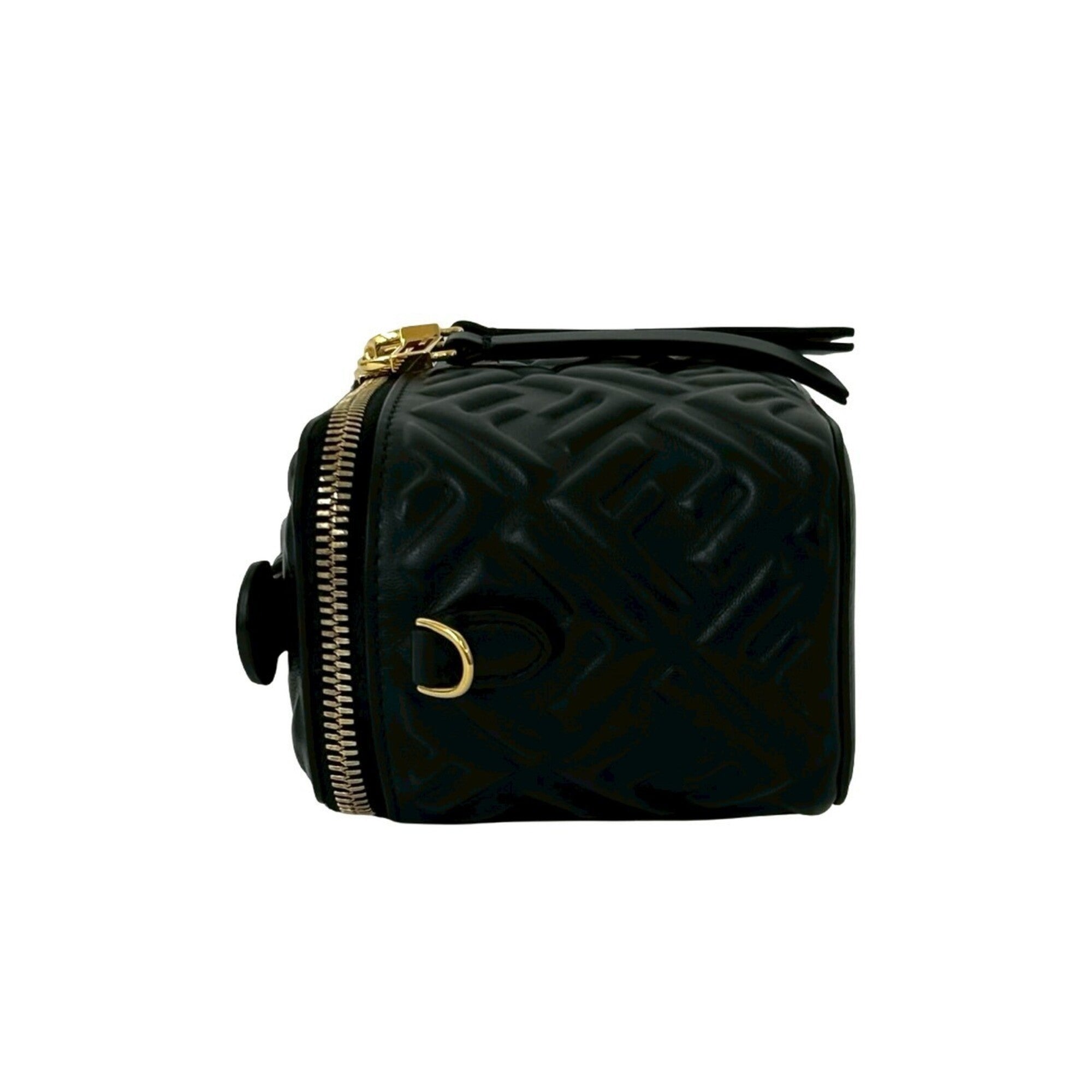 Fendi Black Leather Handbag Shoulder Bag Vanity Bag (Pre-Owned)