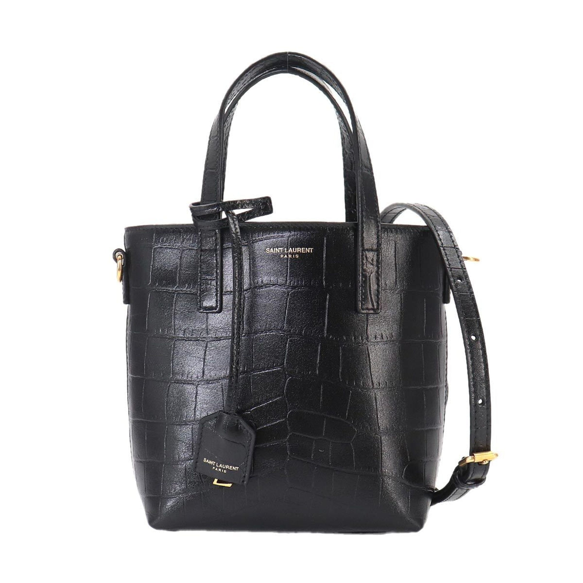 Saint Laurent Black Leather Handbag Tote Bag (Pre-Owned)