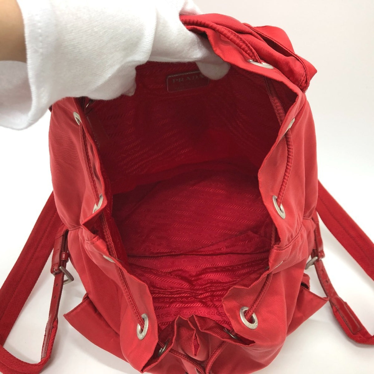 Prada Red Color Nylon Backpack (Pre-Owned)