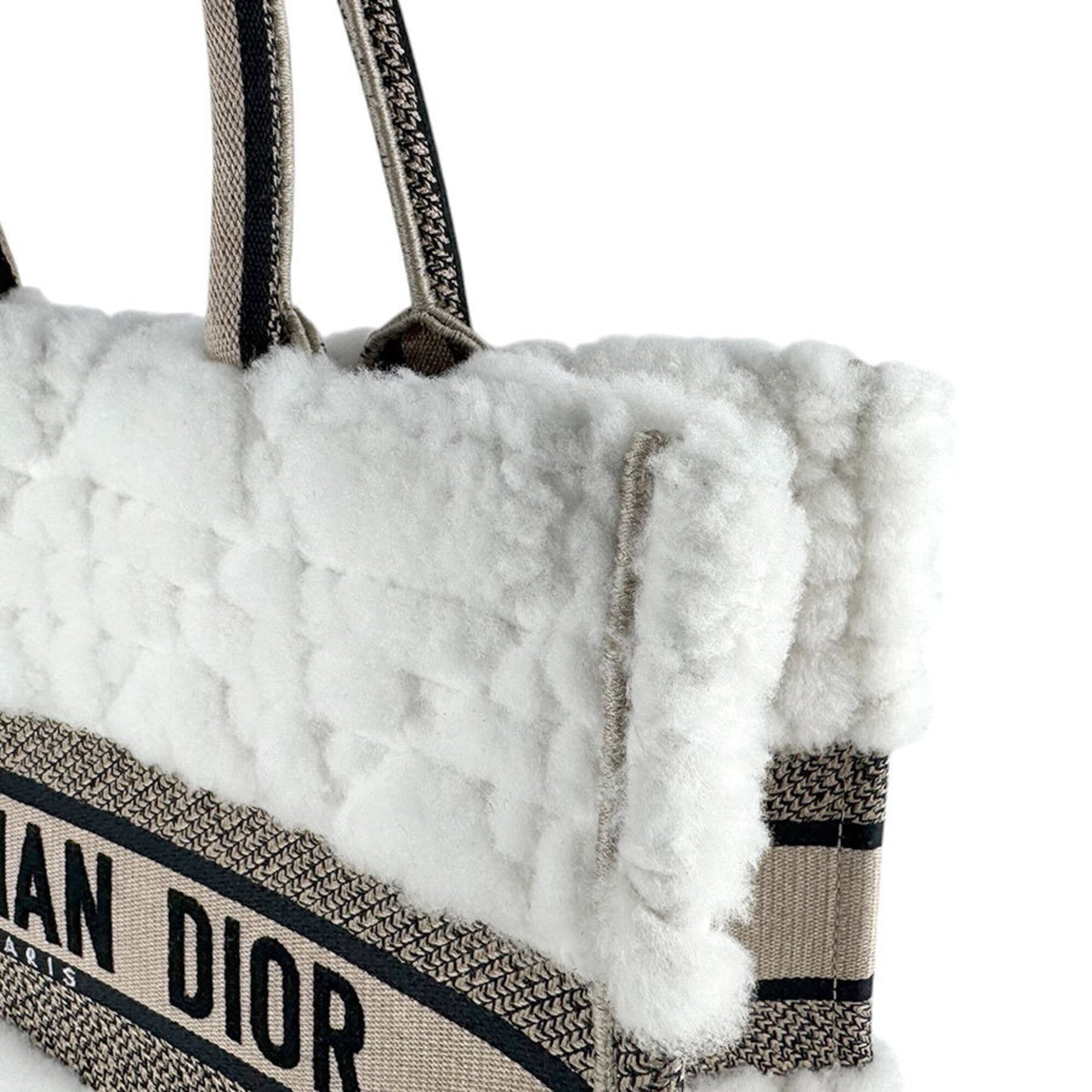 Christian Dior Beige Black White Canvas Handbag (Pre-Owned)