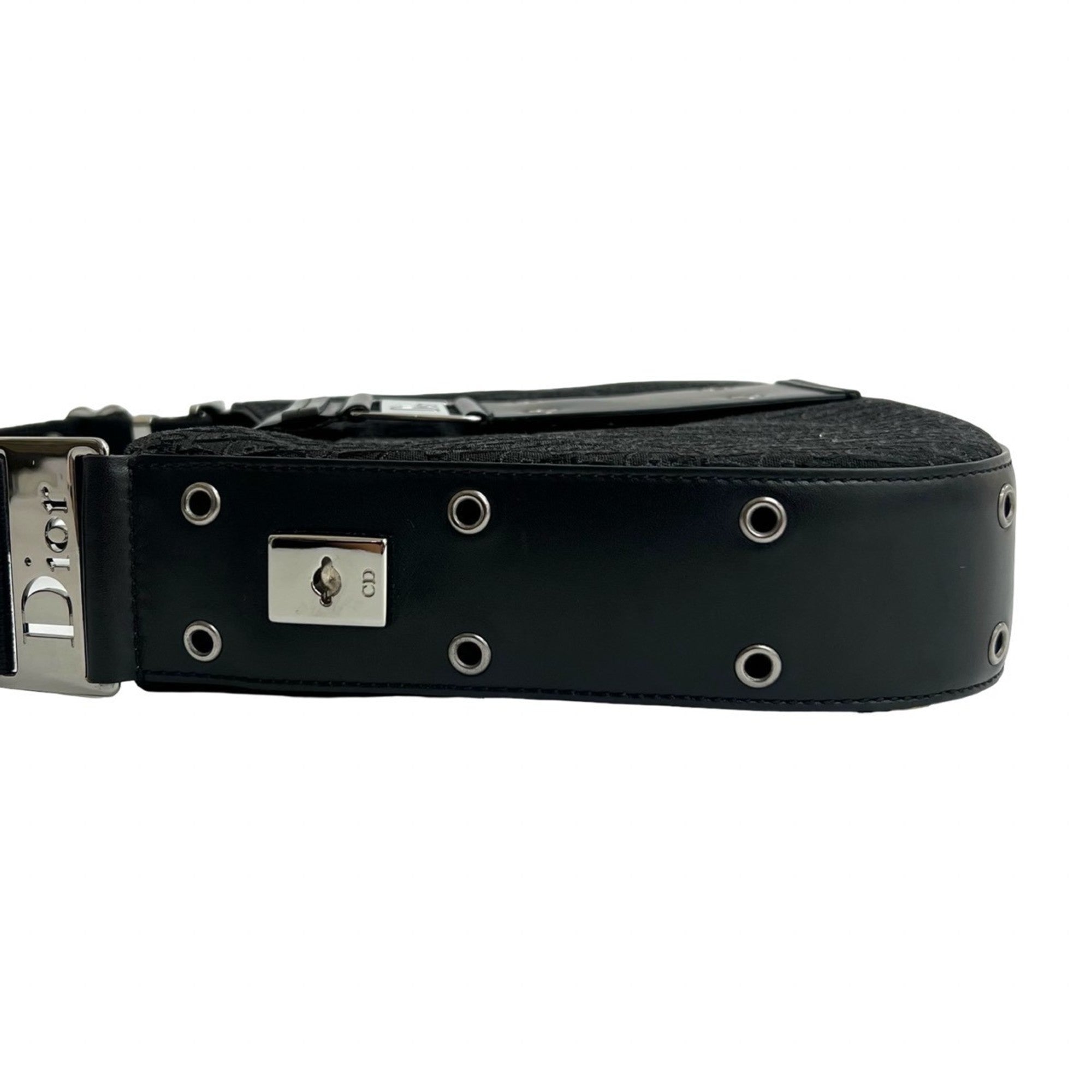 Christian Dior Black Canvas Leather Pochette Shoulder Bag (Pre-Owned)