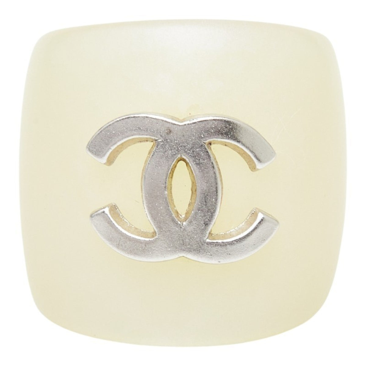 Chanel Ivory Plastic Band Ring (Pre-Owned)