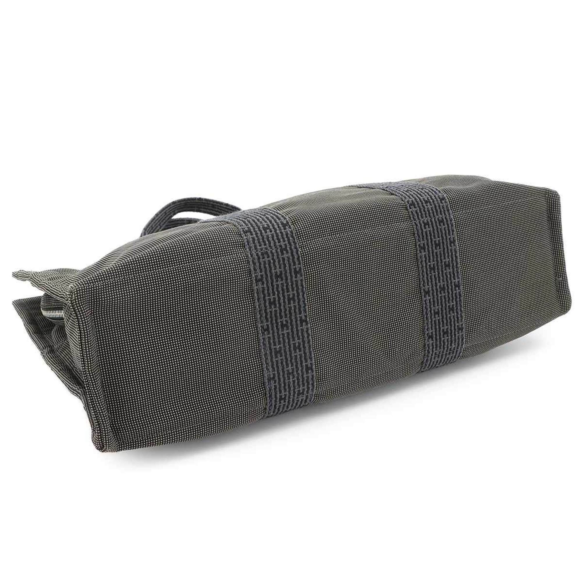 Hermes Gray Canvas Handbag Tote Bag (Pre-Owned)