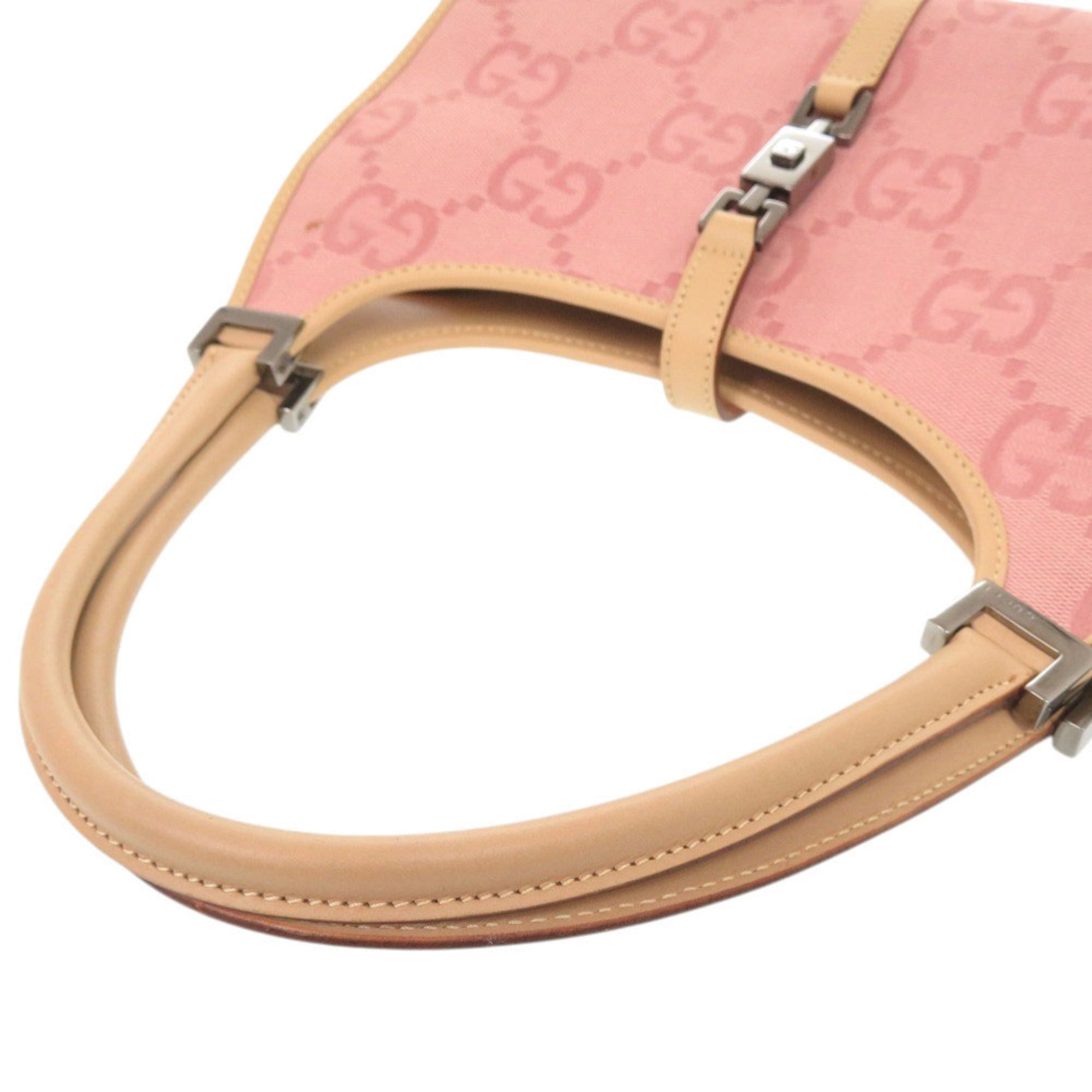 Gucci Beige Pink Gg Canvas Leather Handbag Shoulder Bag (Pre-Owned)