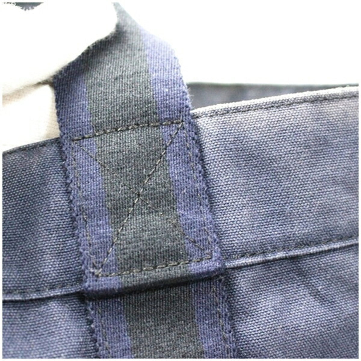 Hermes Bicolor Black Navy Canvas Tote Bag (Pre-Owned)