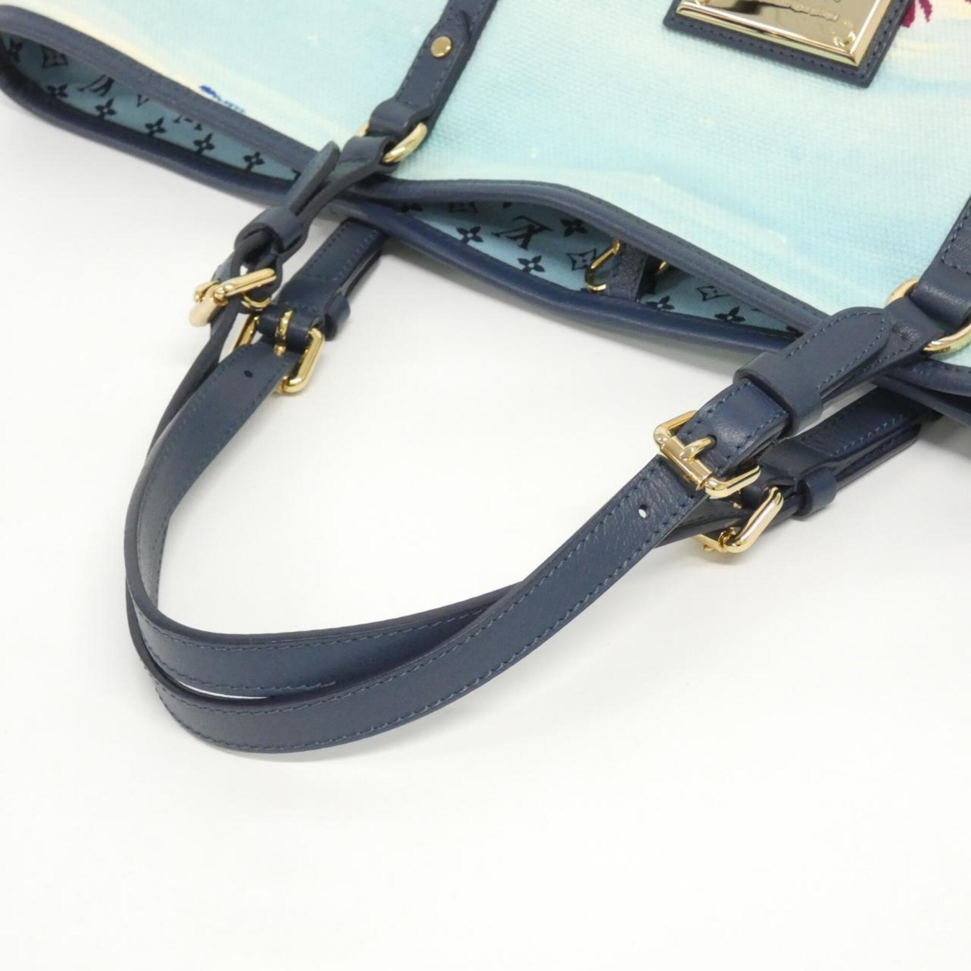 Louis Vuitton Beige Light Blue Canvas Handbag (Pre-Owned)
