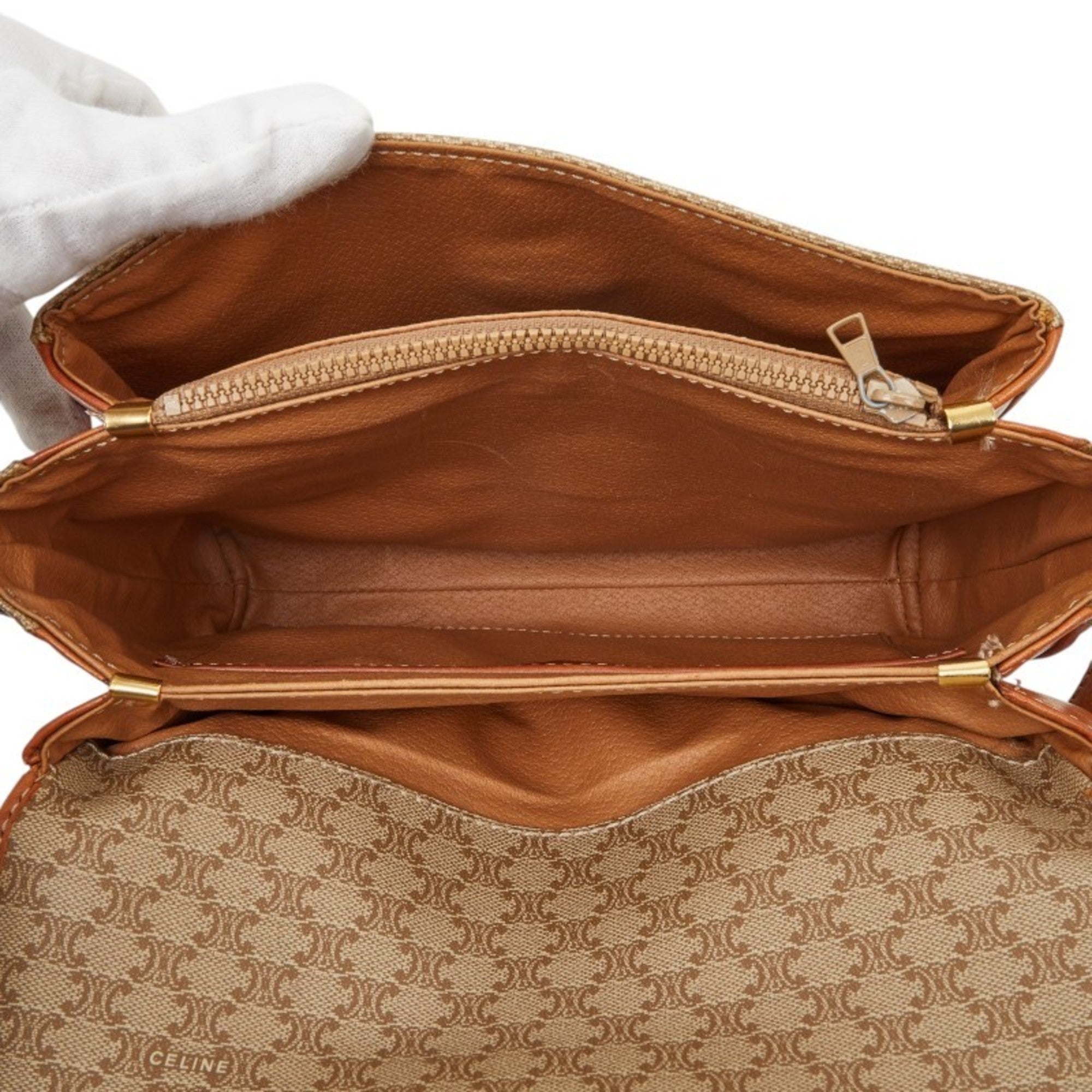 Celine Beige Brown Pvc Leather Shoulder Bag (Pre-Owned)