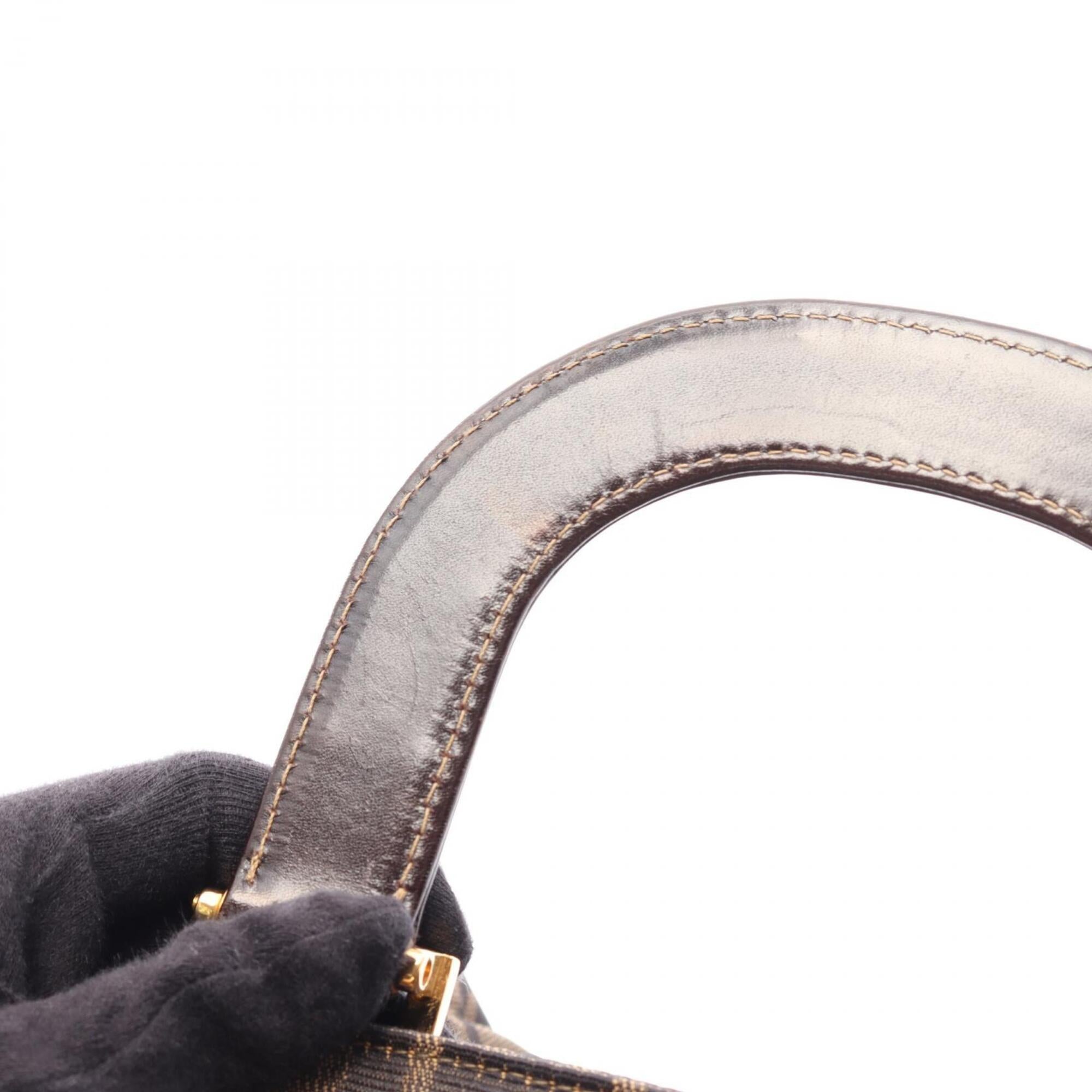 Fendi Black Brown Canvas Leather Handbag (Pre-Owned)