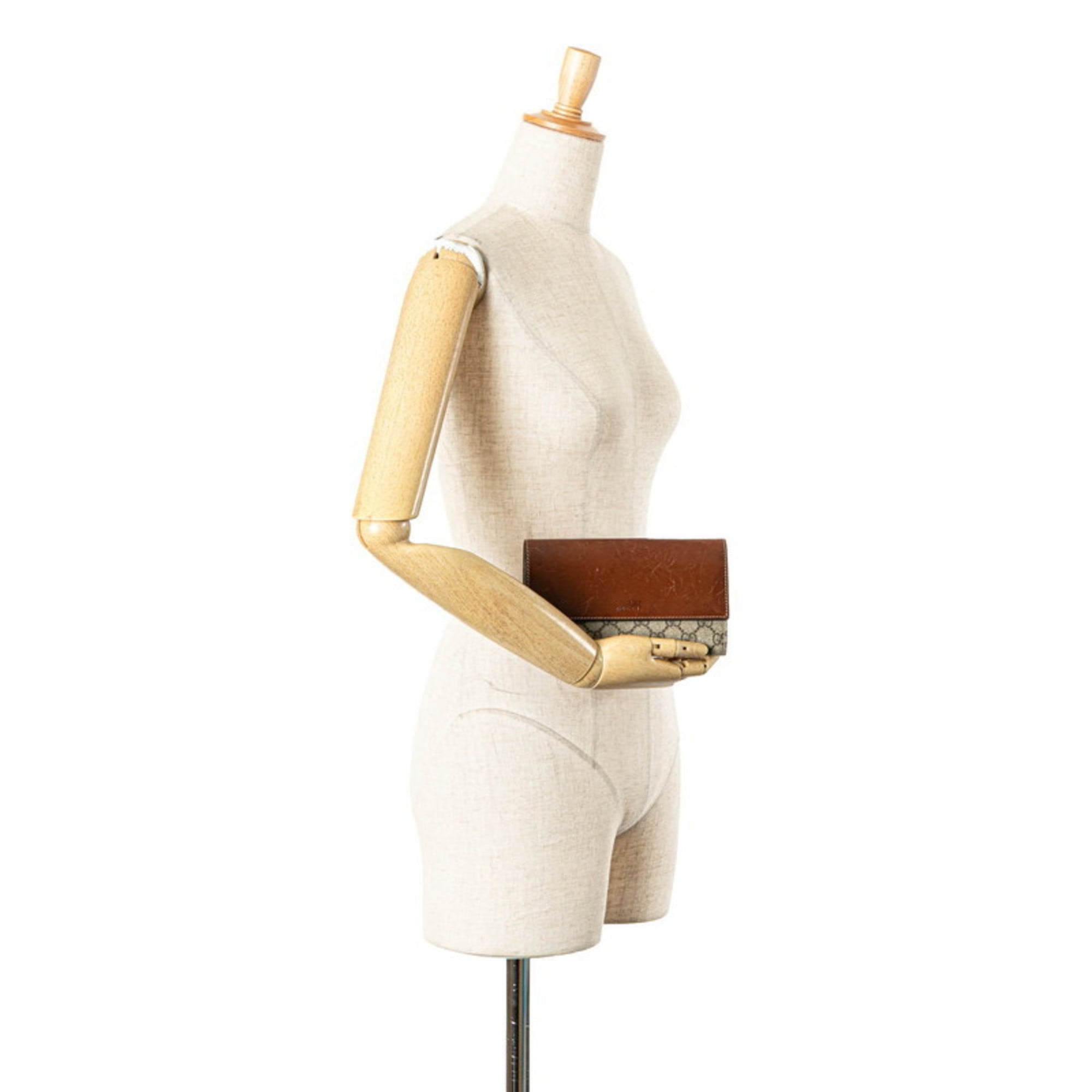 Gucci Beige Brown Pvc Leather Long Wallet (Bi-Fold) (Pre-Owned)