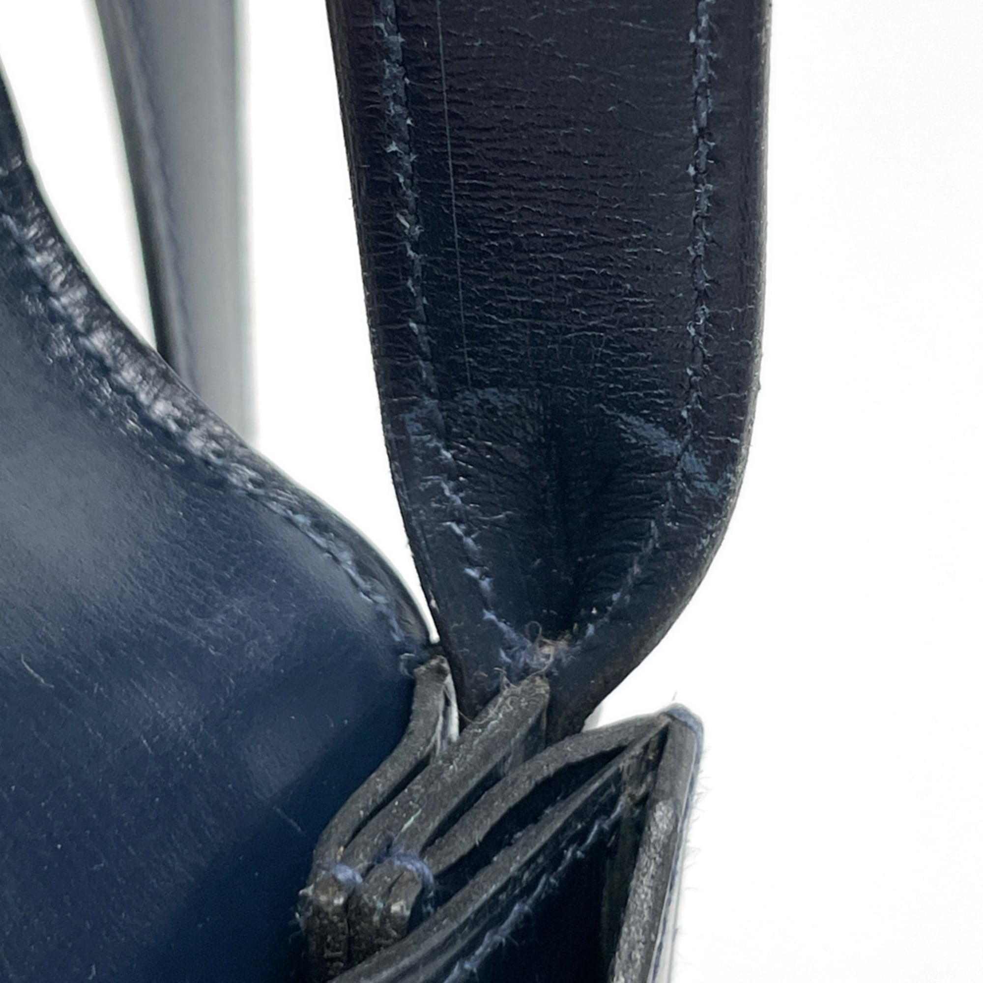 Hermes Blue Indigo Box Calf Leather Shoulder Bag (Pre-Owned)