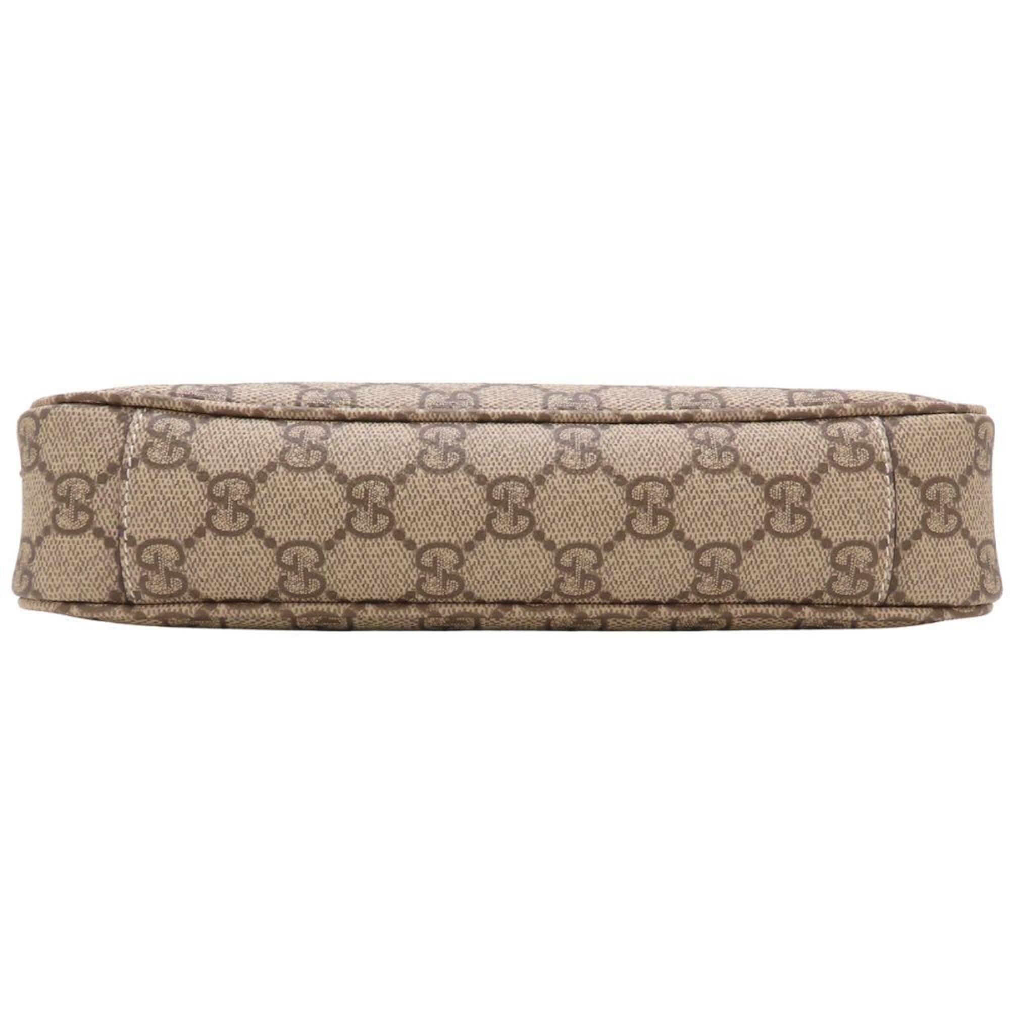 Gucci Sherry Line Beige Brown Gg Supreme Leather Shoulder Bag (Pre-Owned)